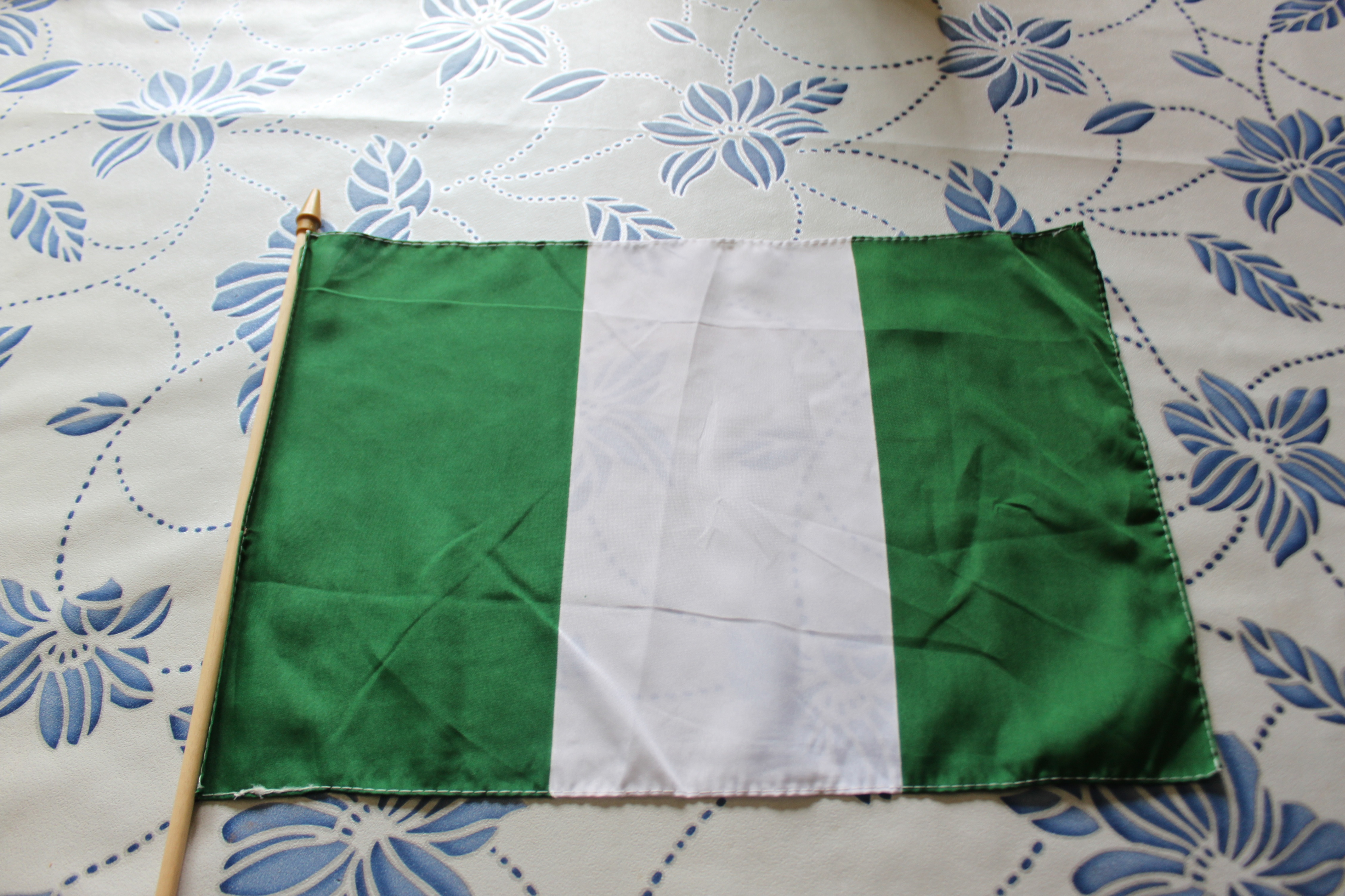 Nigeria Flag With Waving Stick