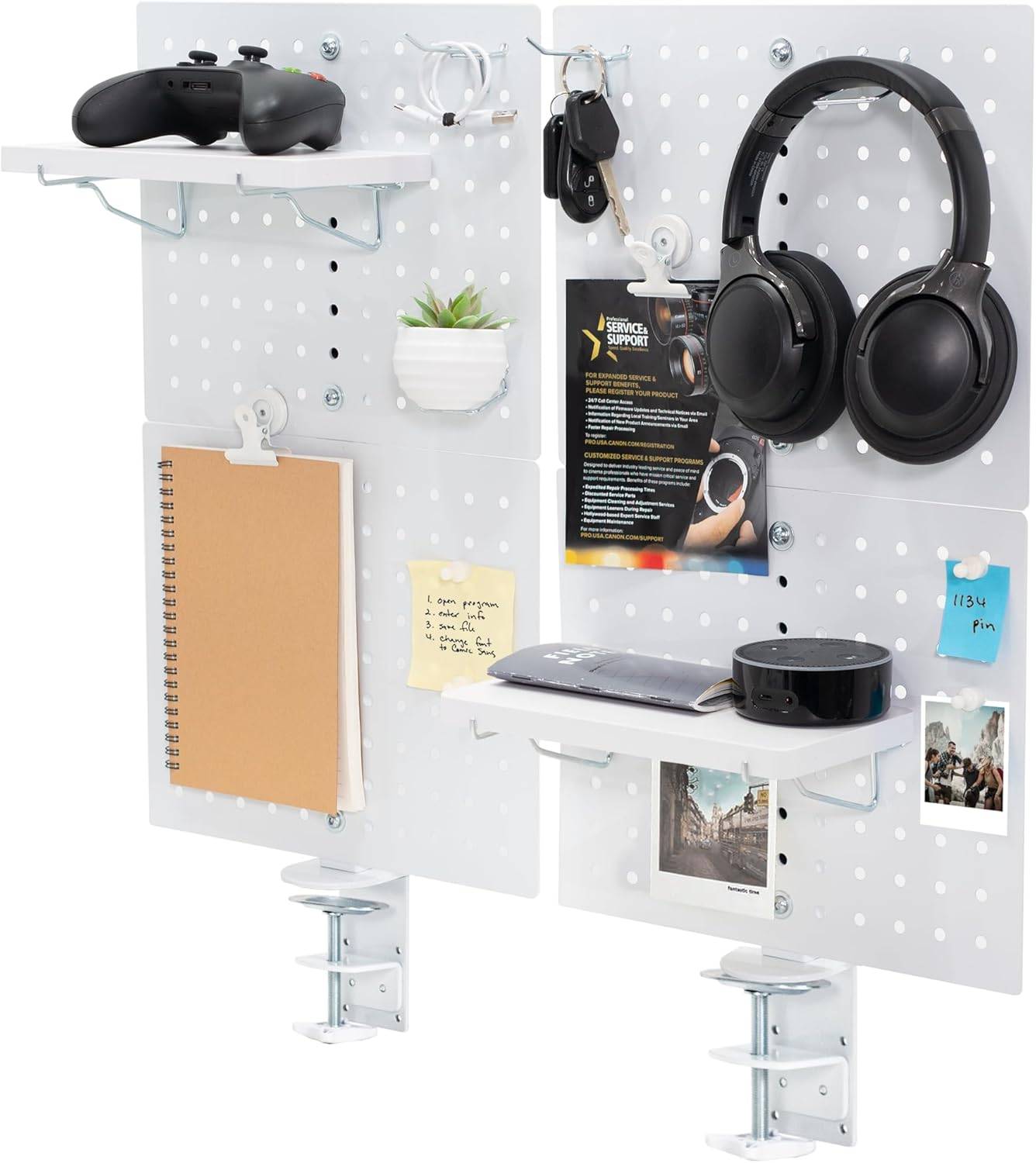 New  VIVO 2 White Steel Clamp-on 20" x 24" Desktop Pegboard