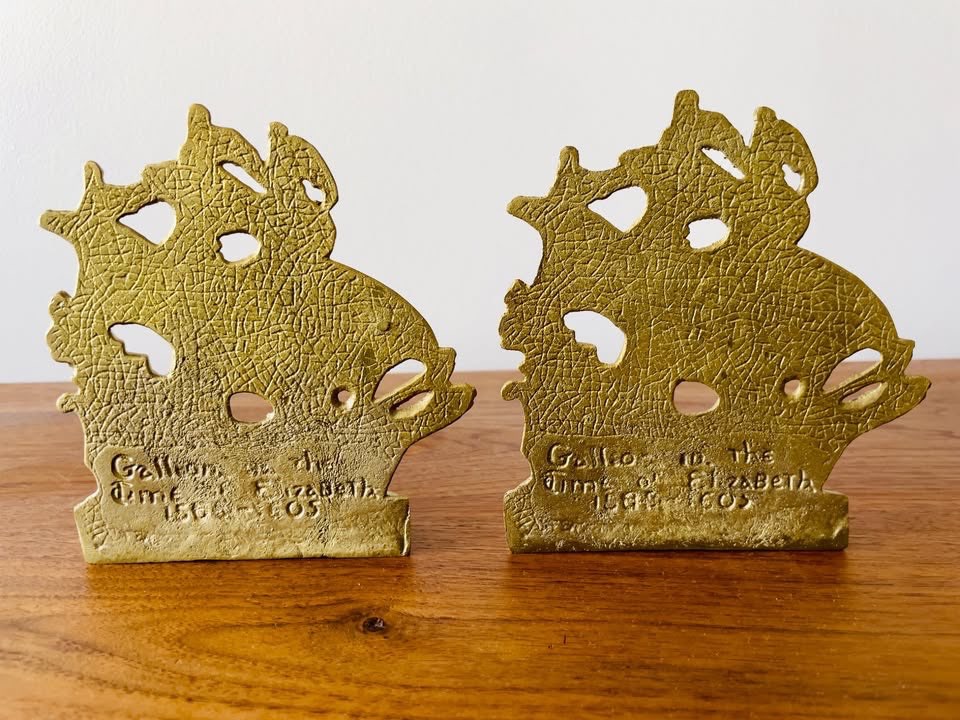 Solid Brass Galleon Ship Bookends – Vintage Nautical Set - photo 2