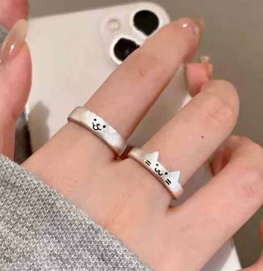 Cute Cat and Dog Couple Rings - Size Adjustable - photo 3