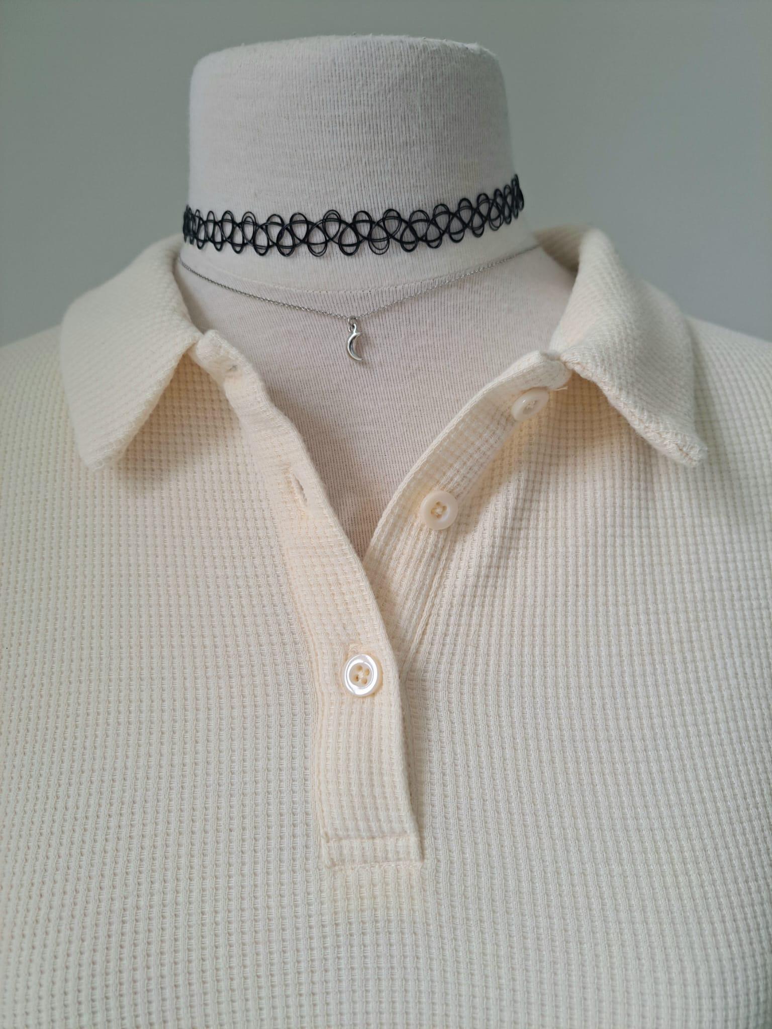 🍦Cream Collared Button up Cropped Top - photo 4