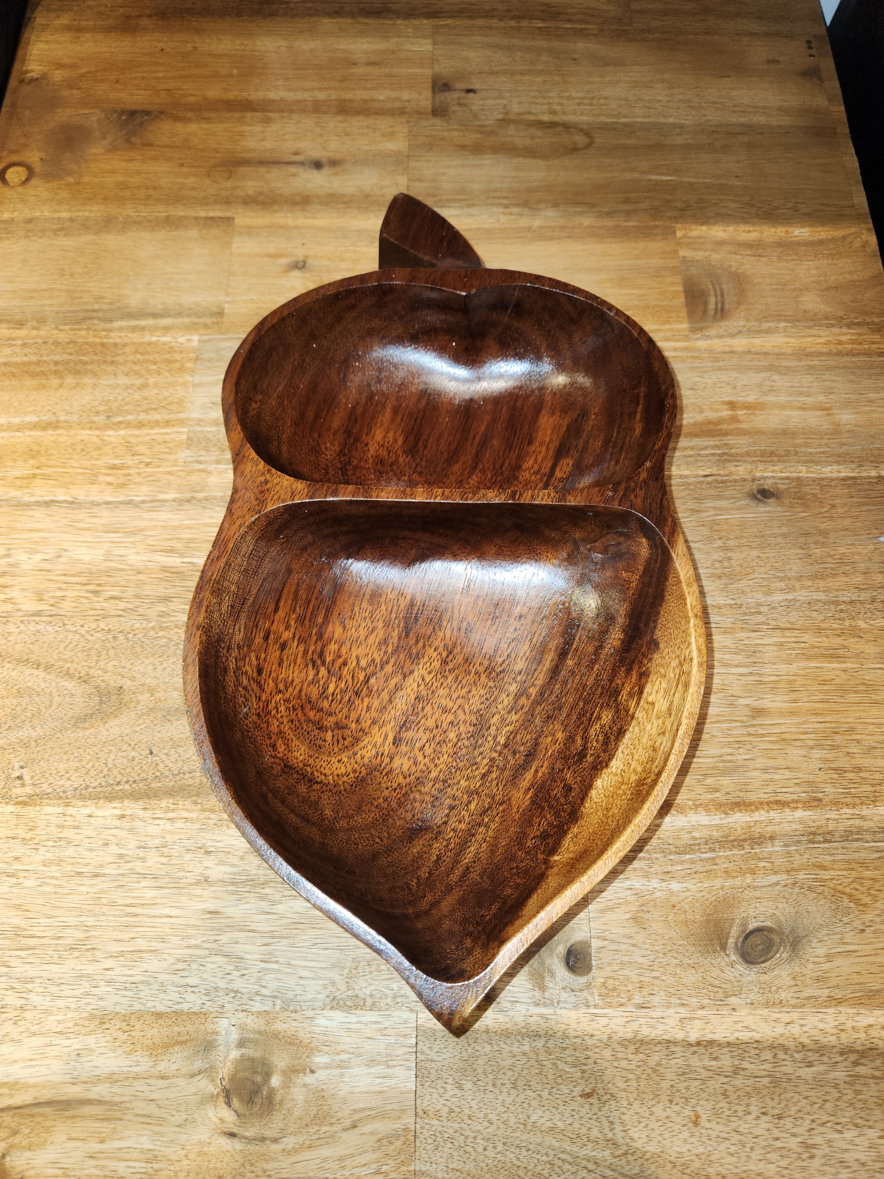 Mid-century, Hand-carved Wooden Acorn-shaped Dish