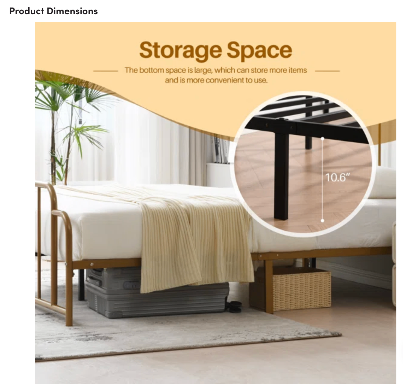 Gold Wire Frame Platform Bed (New) - photo 5