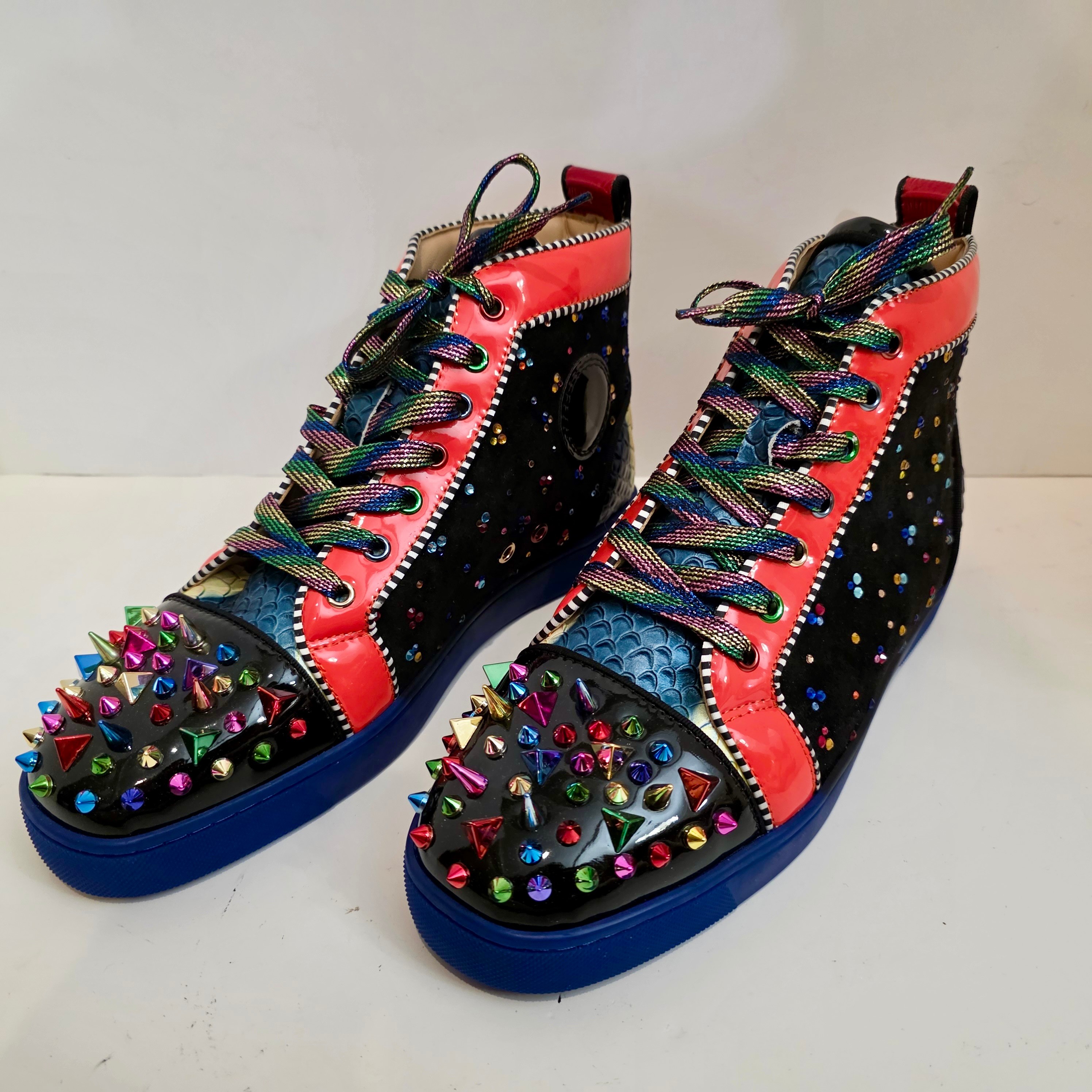 Christian Louboutin High-Top Spikes Sneakers Multi-Colored 41