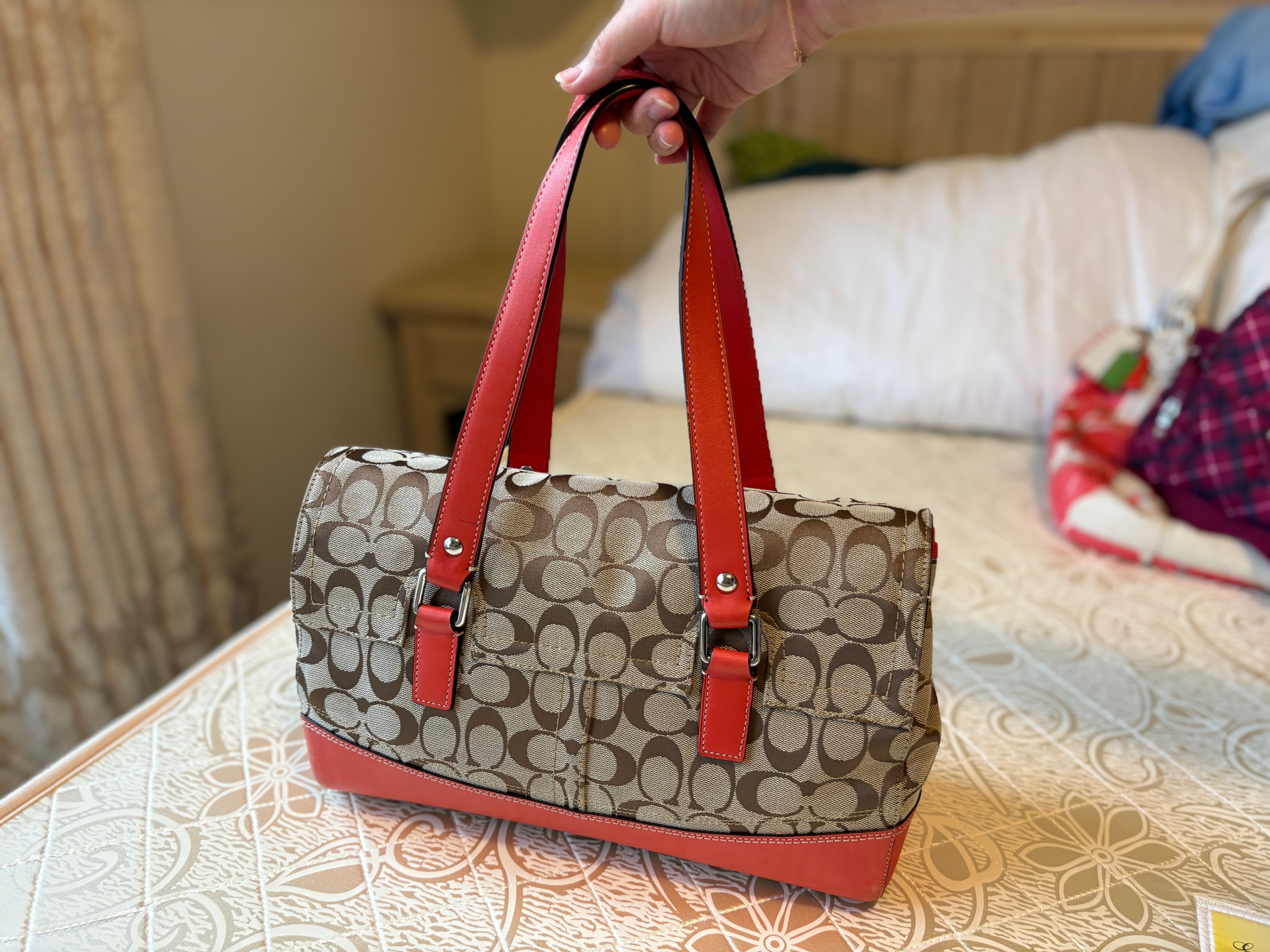 Coach Hampton Signature C Red Satchel - photo 2