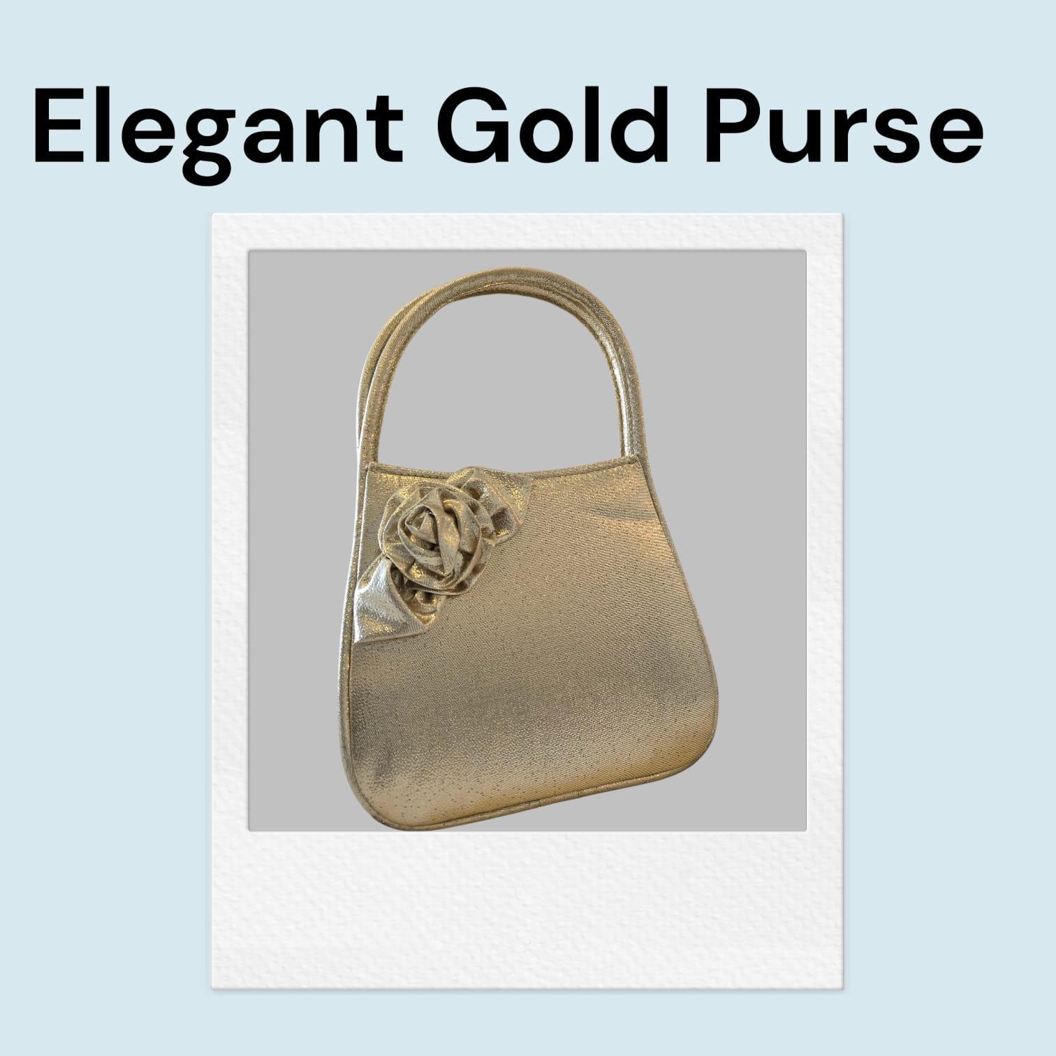 ✨ Elegant Gold Evening Purse with Rosette Detail ✨