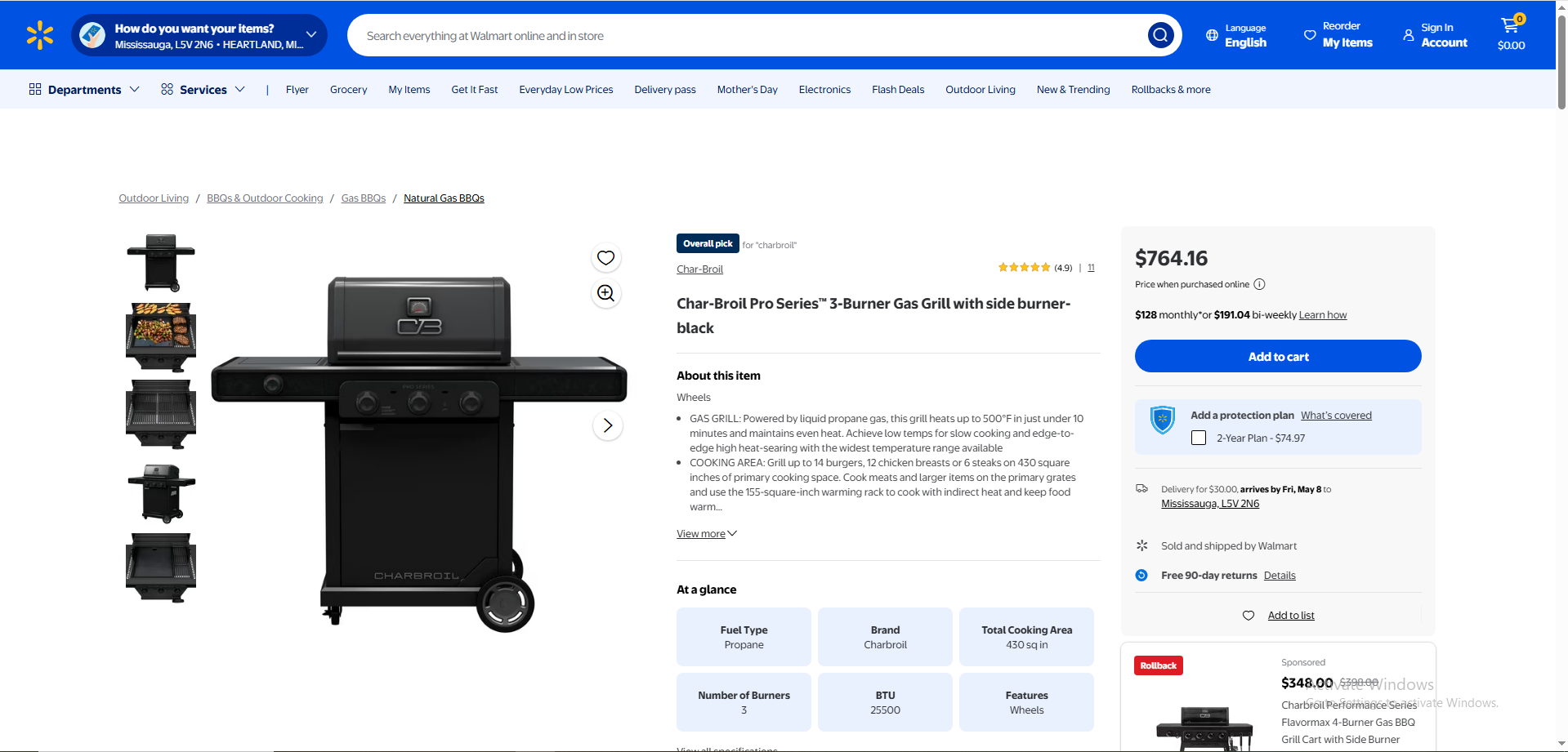 Char-Broil Pro Series 3-Burner Gas Grill with Side Burner - photo 4