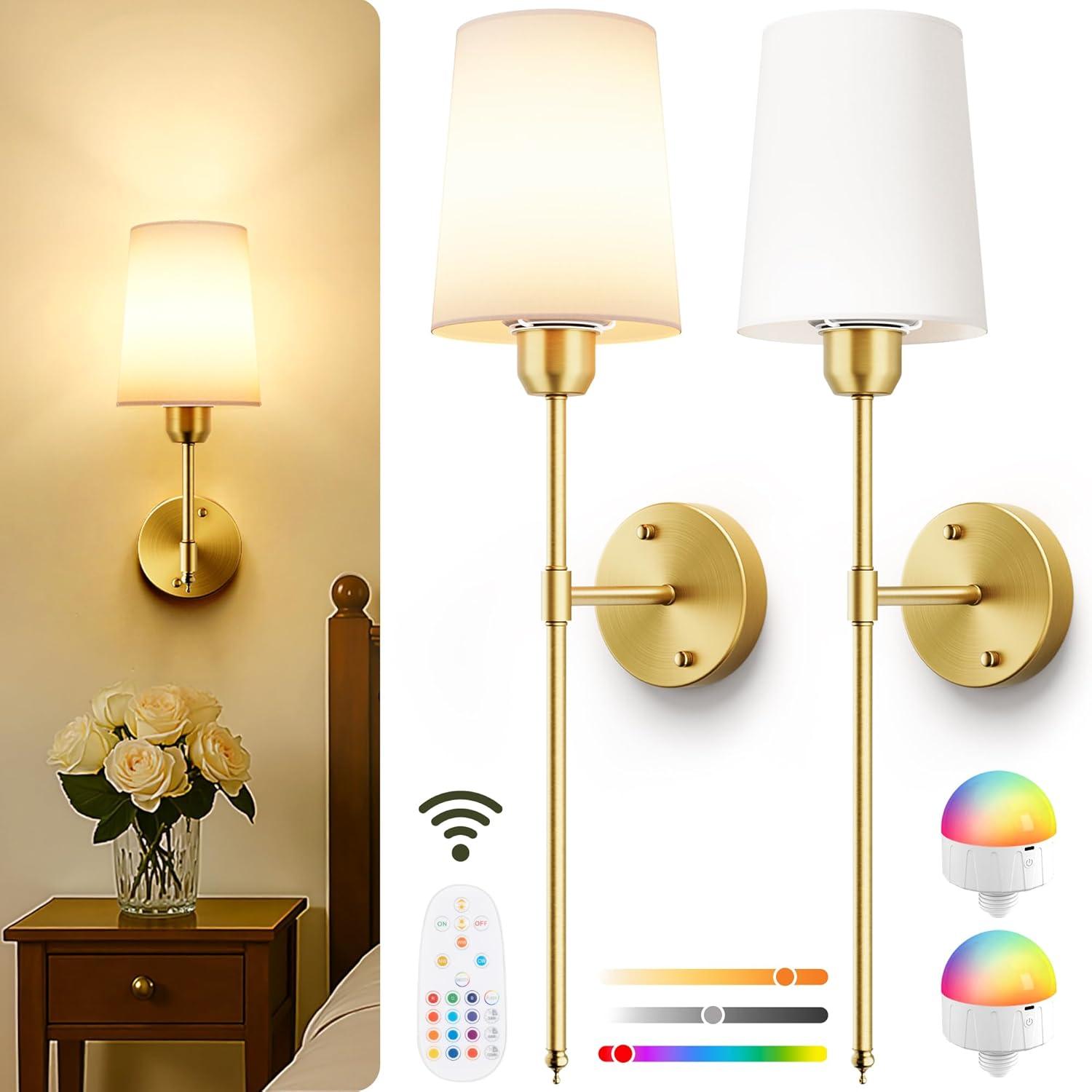Battery Operated Wall Sconces Set of 2
