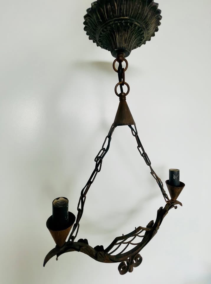 Vintage Wrought Iron Hanging Light Fixture – Rare Find - photo 3