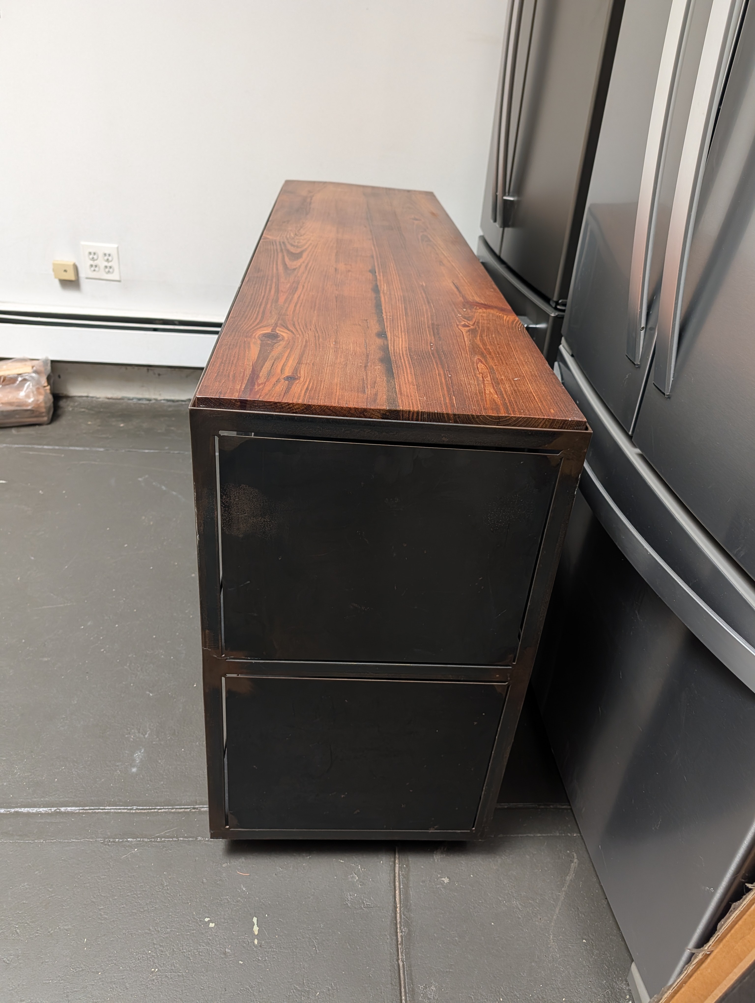 Industrial Style Wood Top Storage Shelf Unit - photo 3