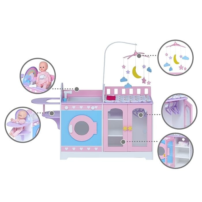 Wooden Interactive 6‑in‑1 Doll Changing Table Station Nursery - photo 2
