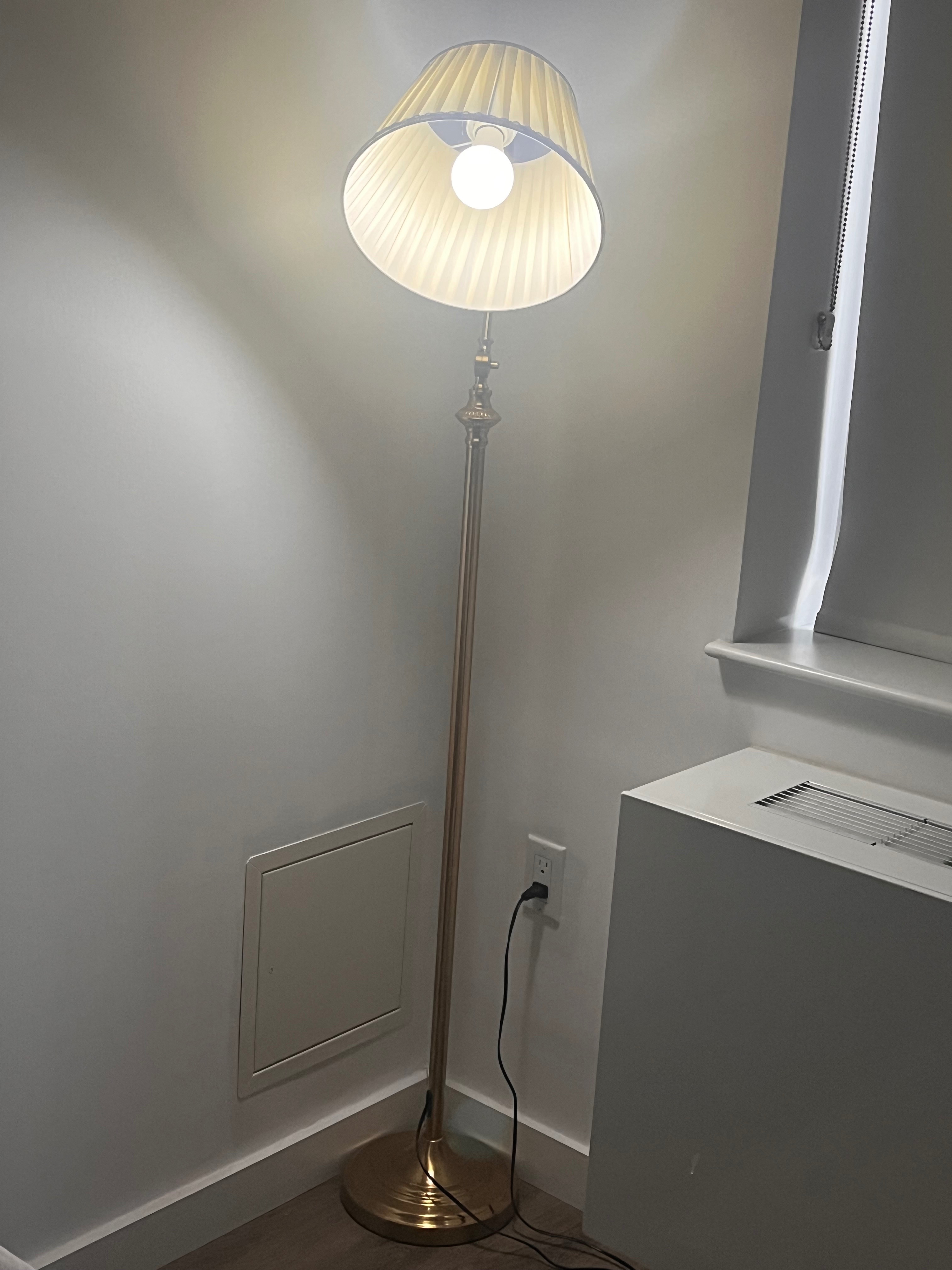 Gold Brass Floor Lamp with Fabric Shade - photo 2