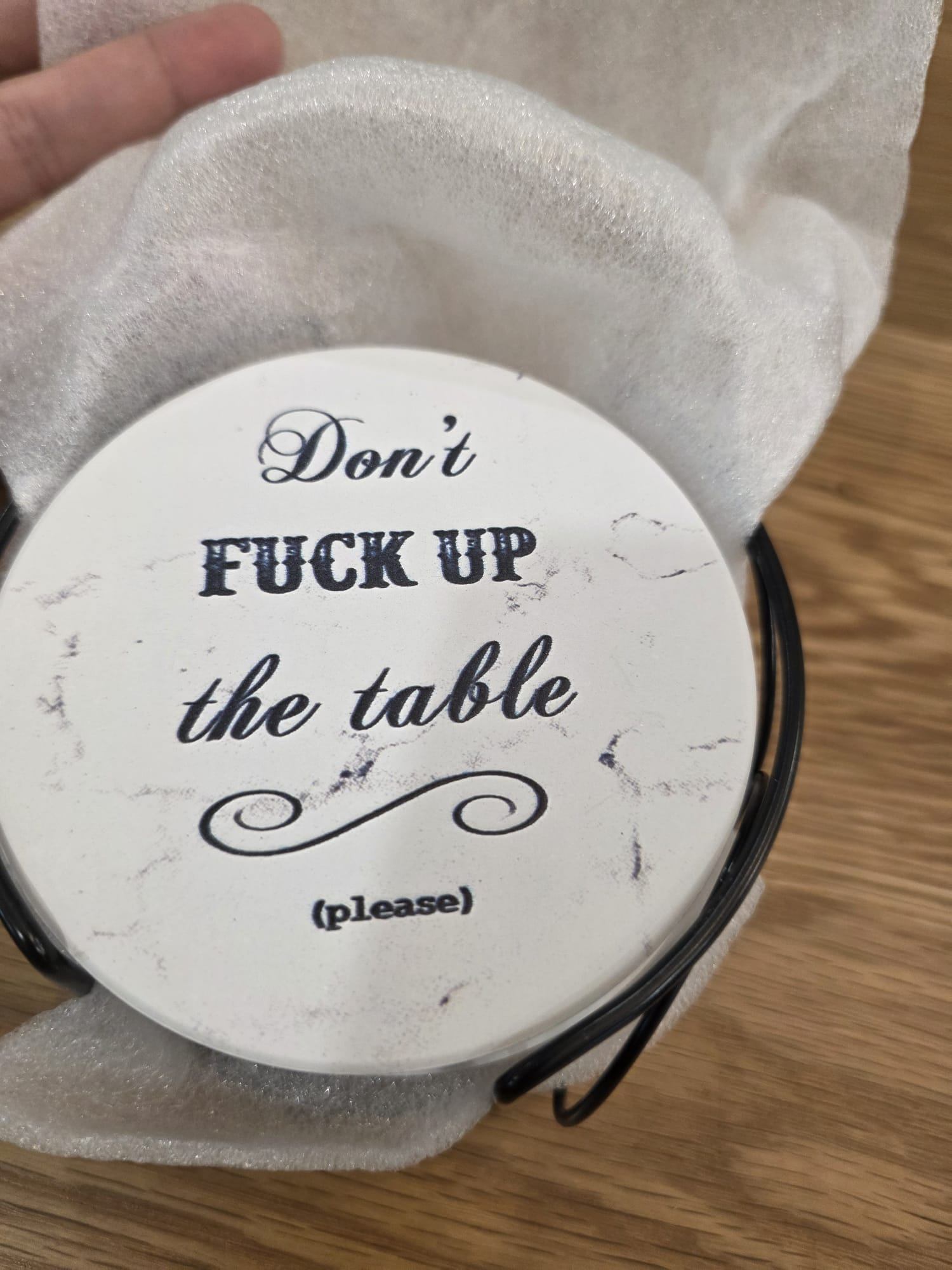 Funny Drink Coasters Set of 6 with Holder, Brand New