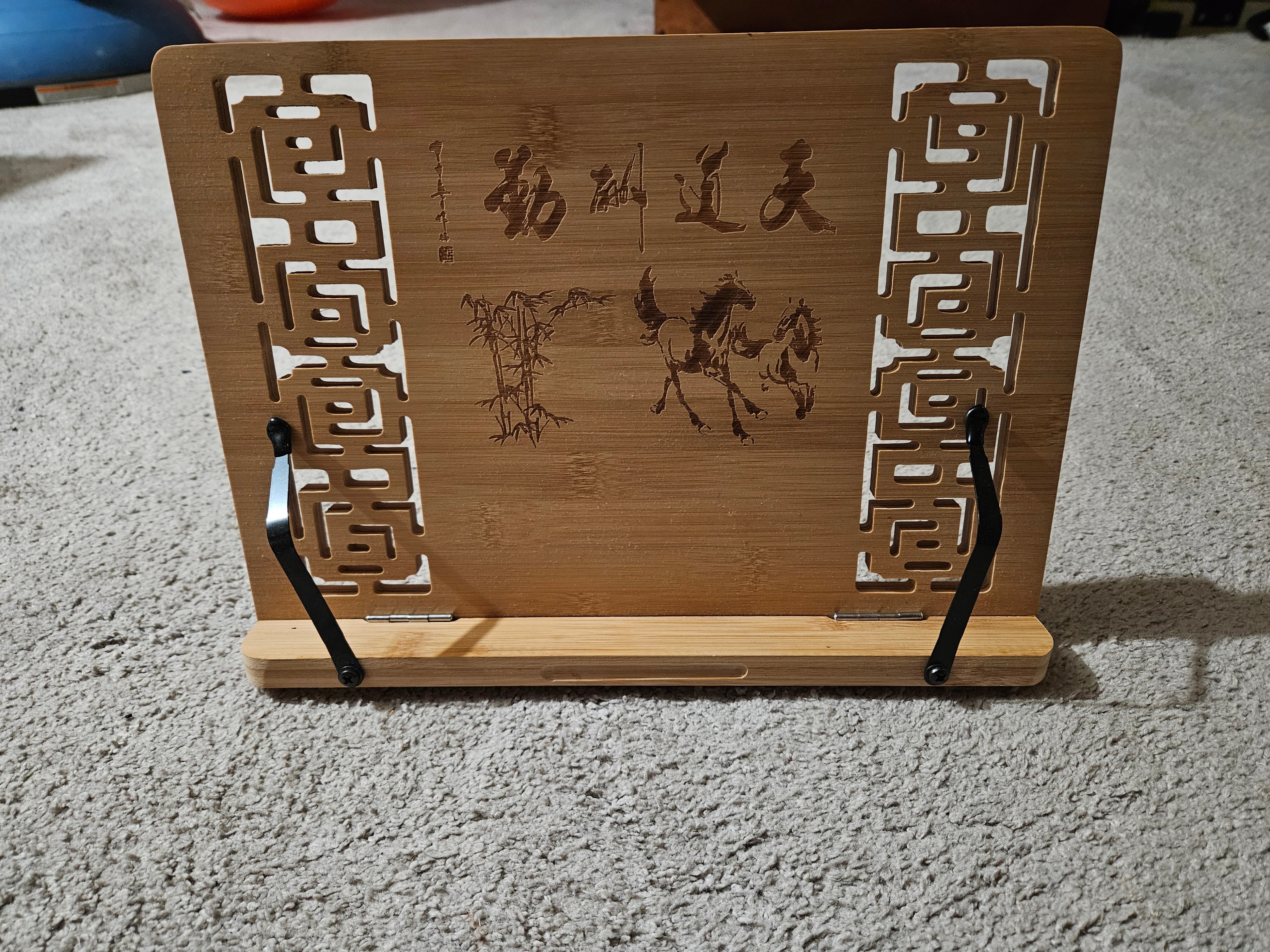 Beautiful Bamboo Book & Laptop Stand/Holder, 6 Adjustable Height