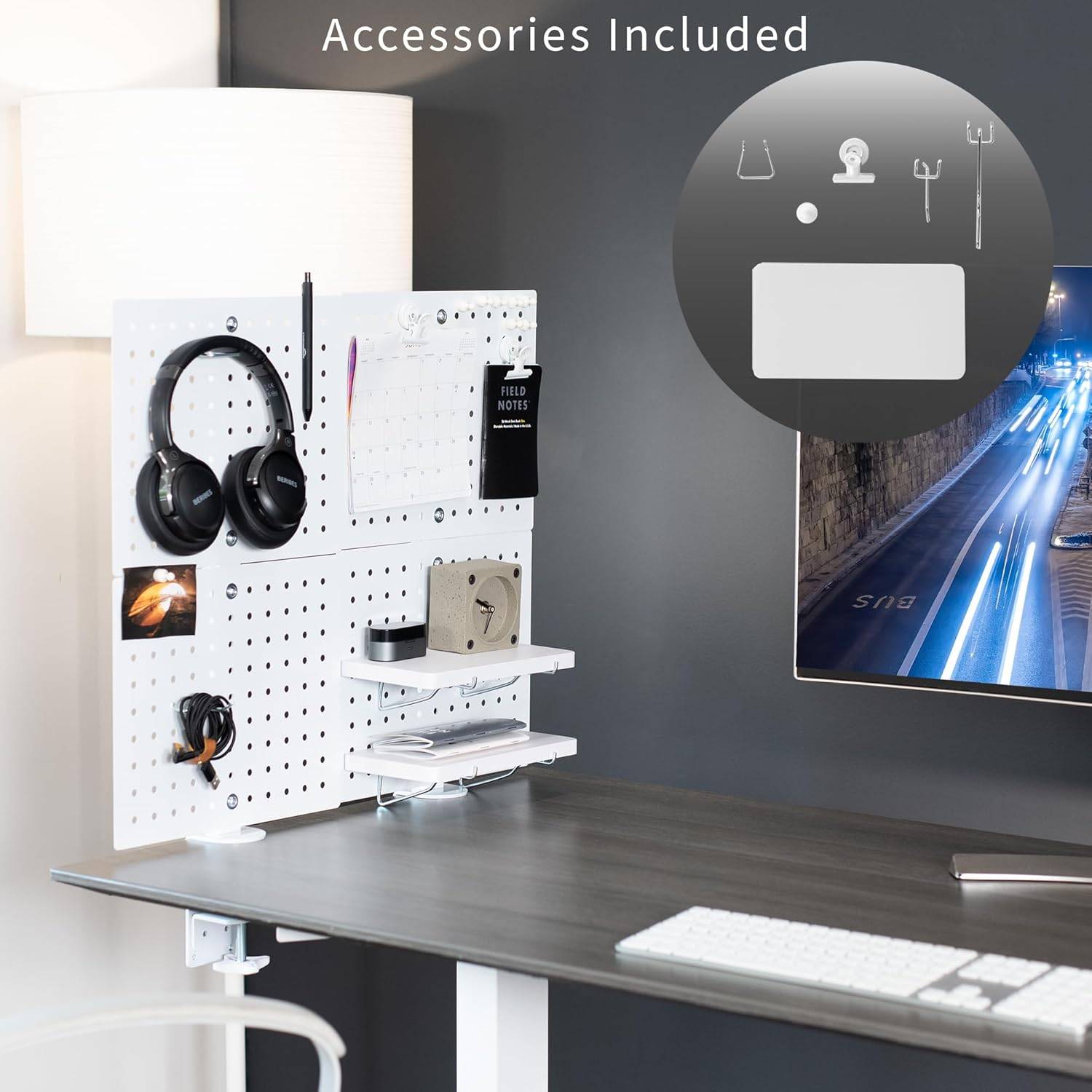 New  VIVO 2 White Steel Clamp-on 20" x 24" Desktop Pegboard - photo 2