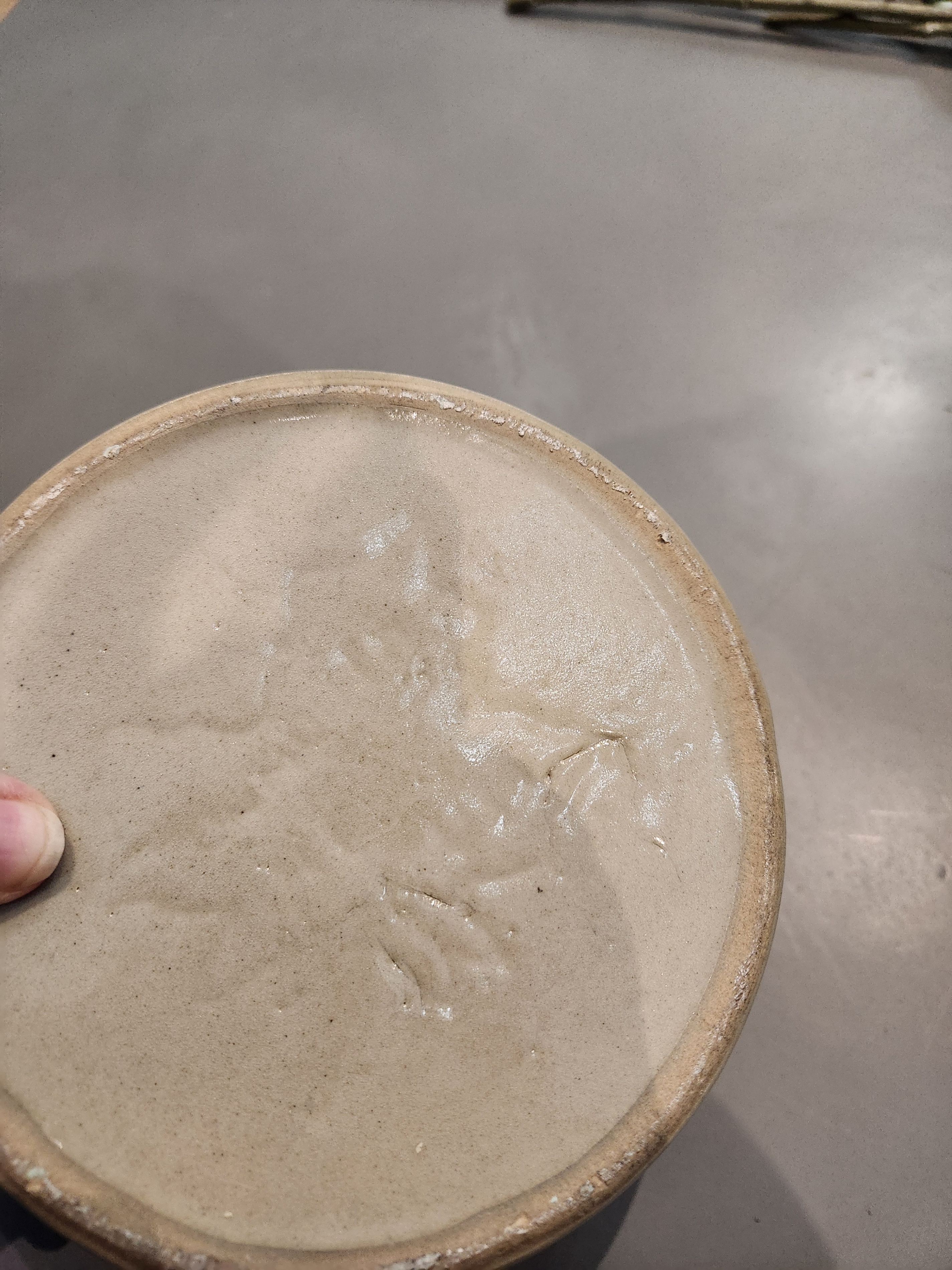 Crock w/ Brown Glaze, Handles, No Lid, Maple Leaf Imprint - photo 3