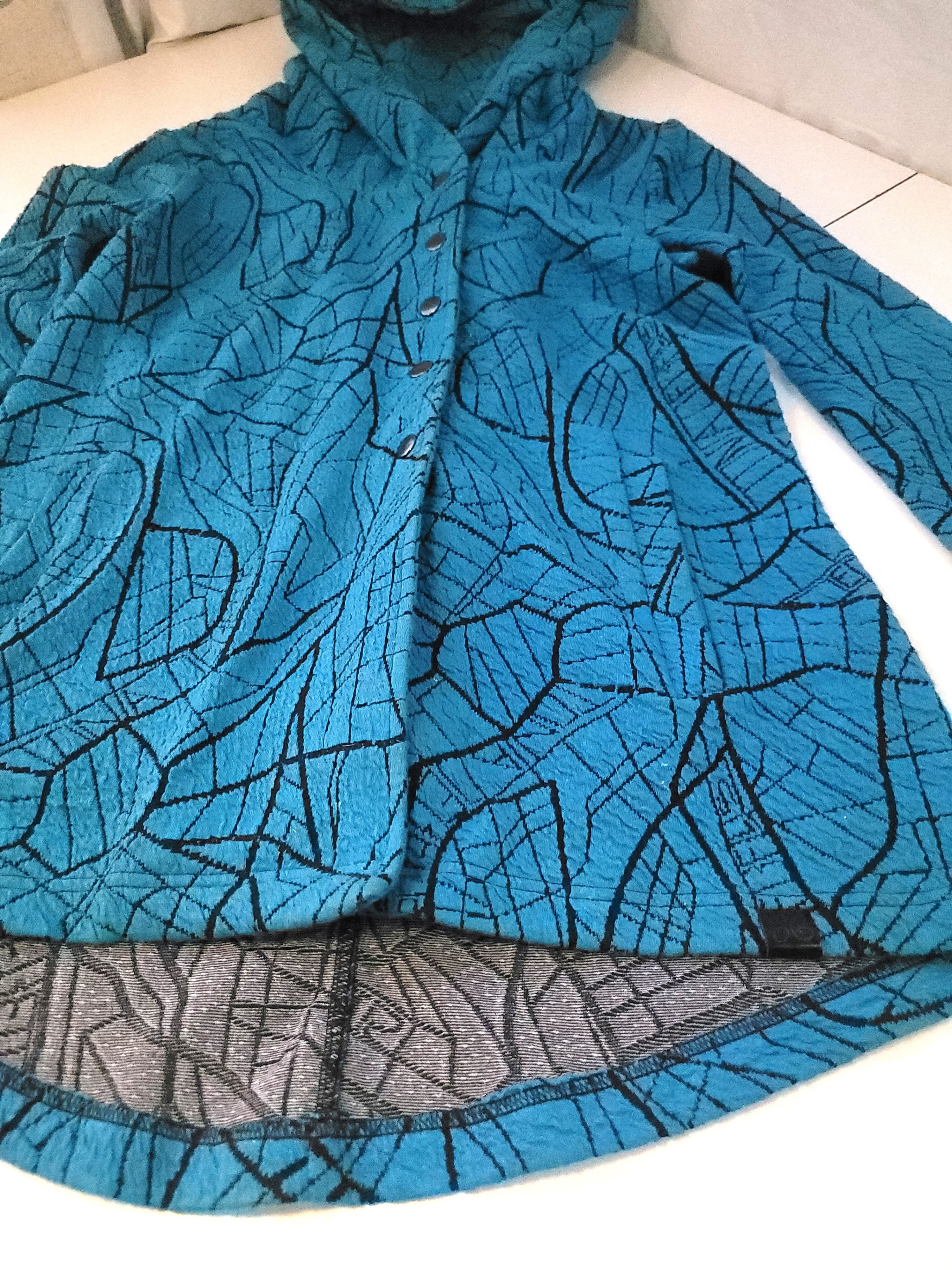 Tonia DeBellis Canada Teal Crackle Jacquard Knit Hooded Jacket - photo 2