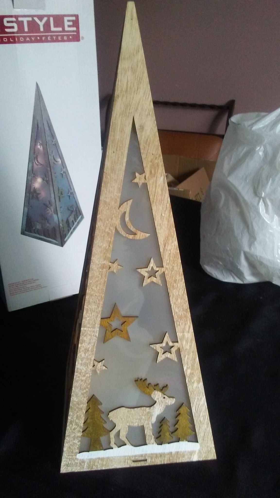 Lighted LED Wood Landscape (New) - 17 1/2 Inches