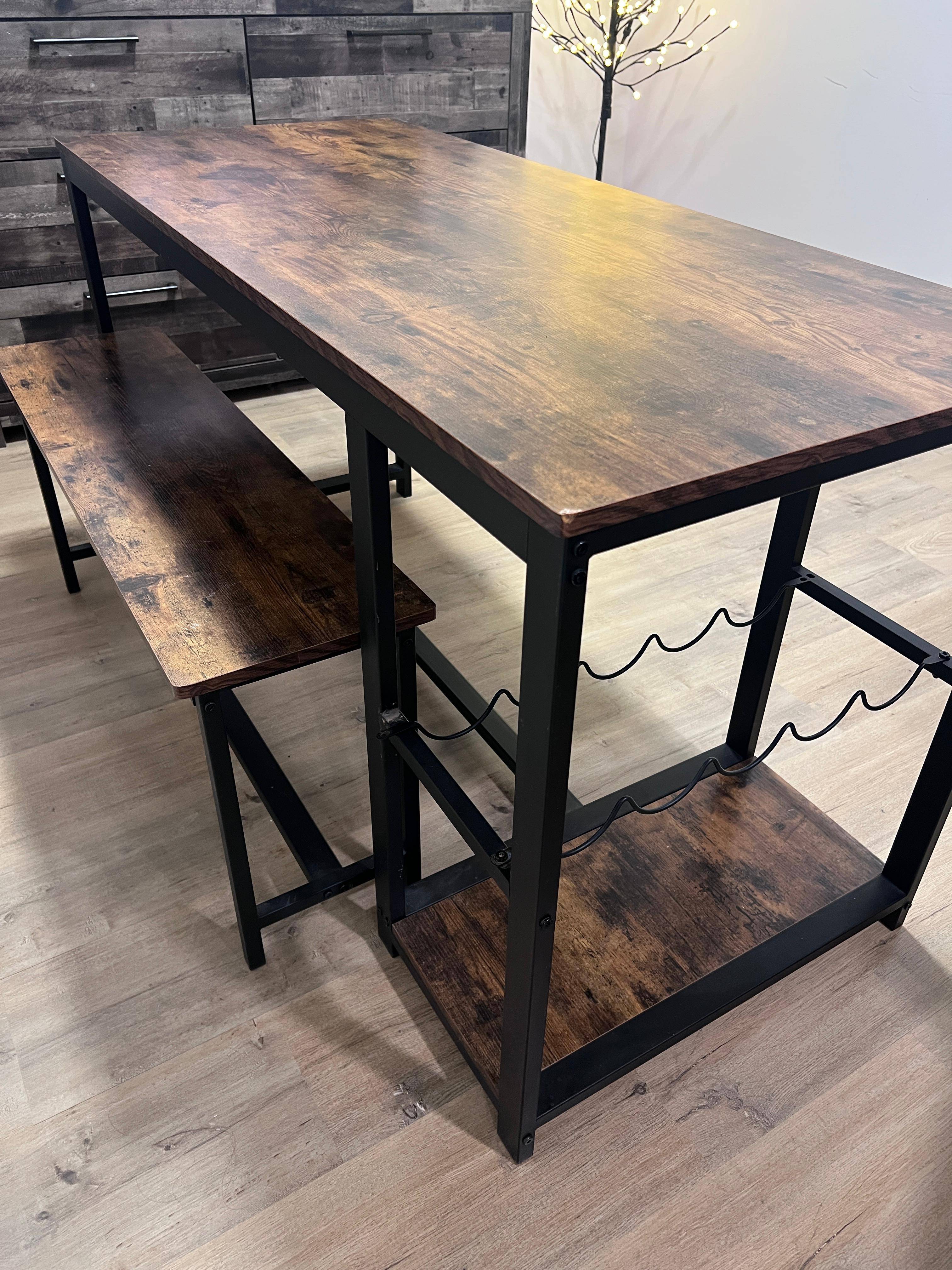 Dining Table Set with Benches & Wine Rack – $130 (Guelph, ON) - photo 3