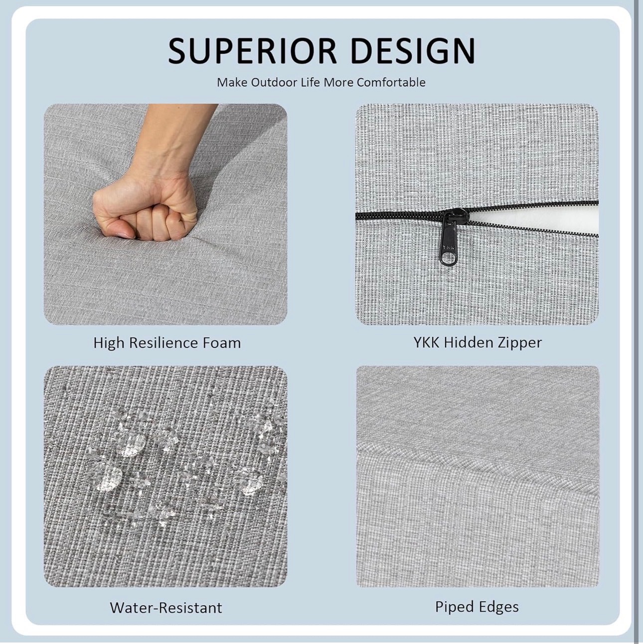 Localive Set-of-2 Outdoor Seat Cushion CO-Water/UV Resist24"x24" - photo 5