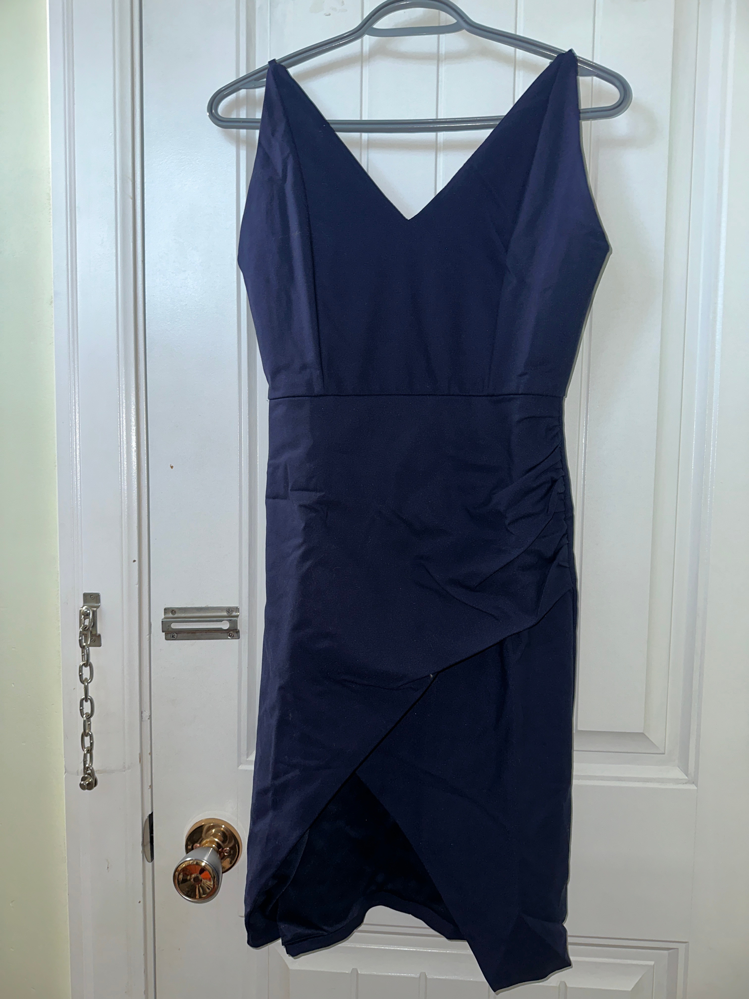 Bottomline - Blue V-Neck Ruched Dress