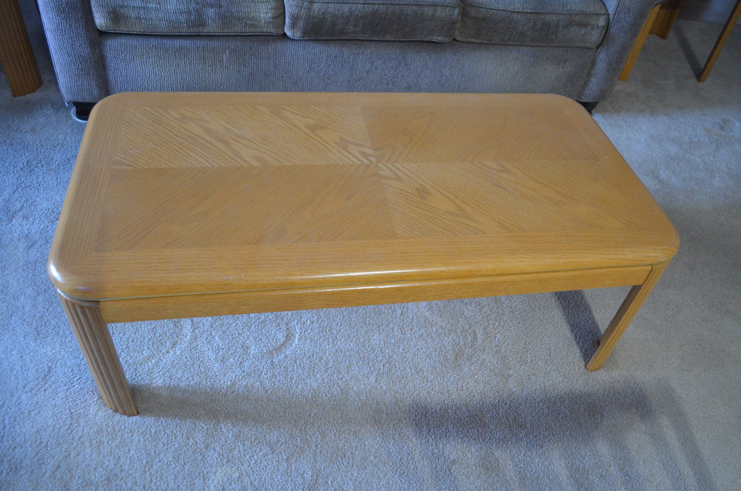 Coffee table with matching end tables.