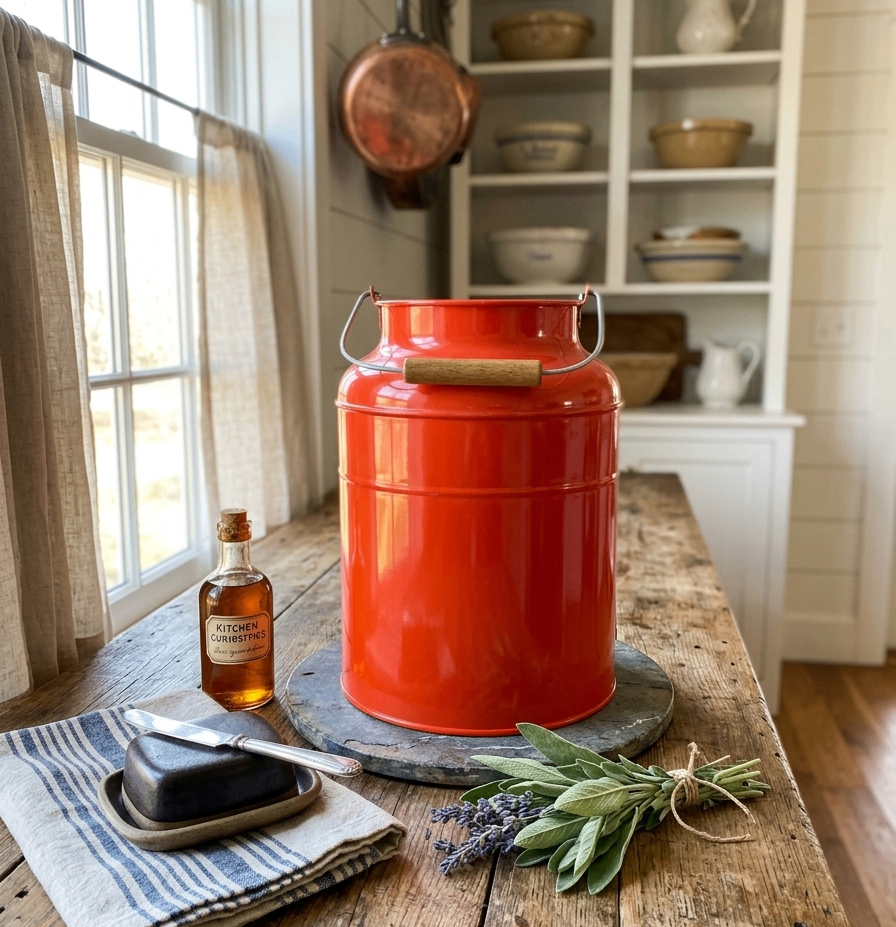 Red Metal Milk Can Planter - photo 2