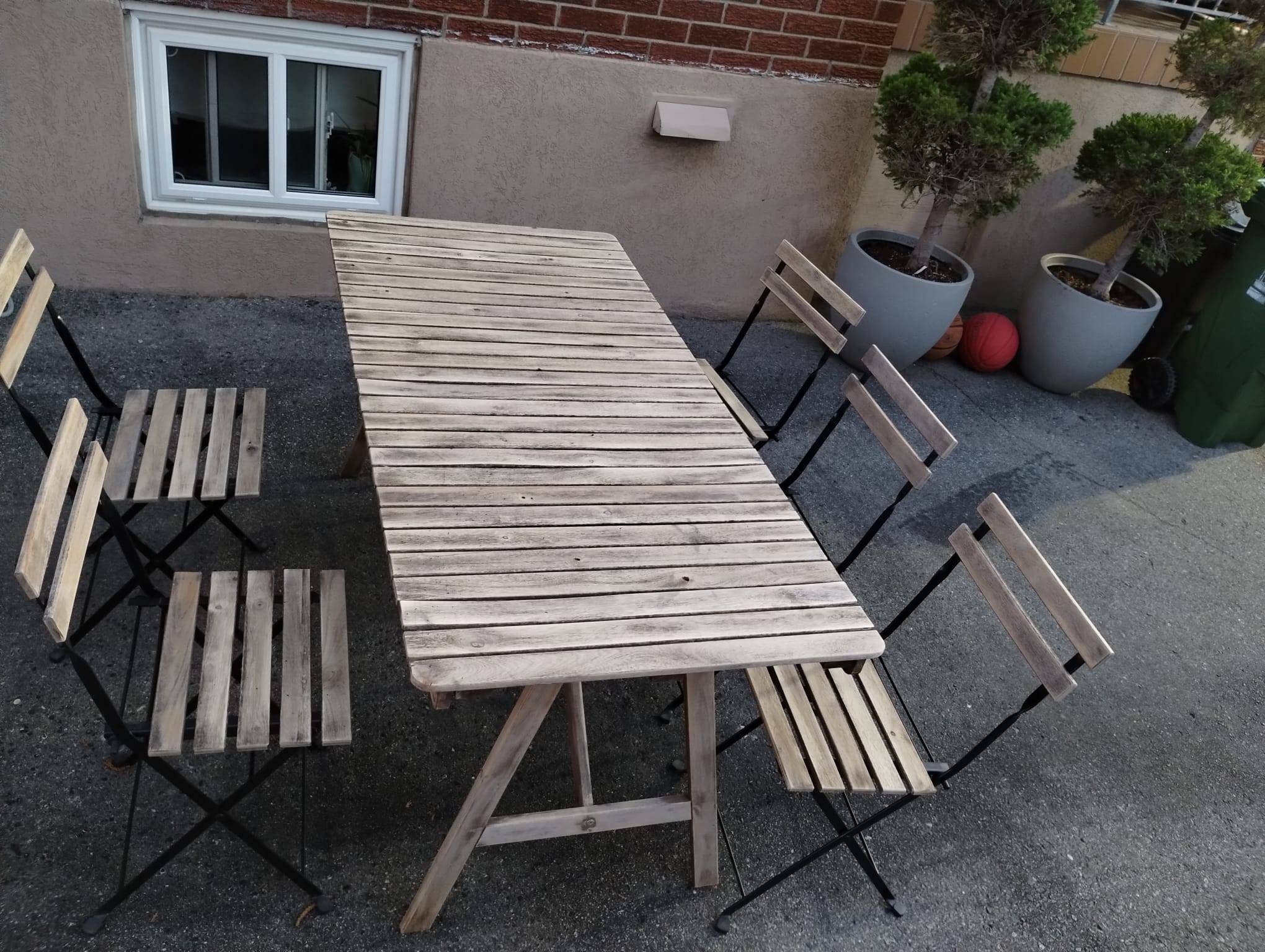 Outdoor Metal and Wood Table and Chair Set