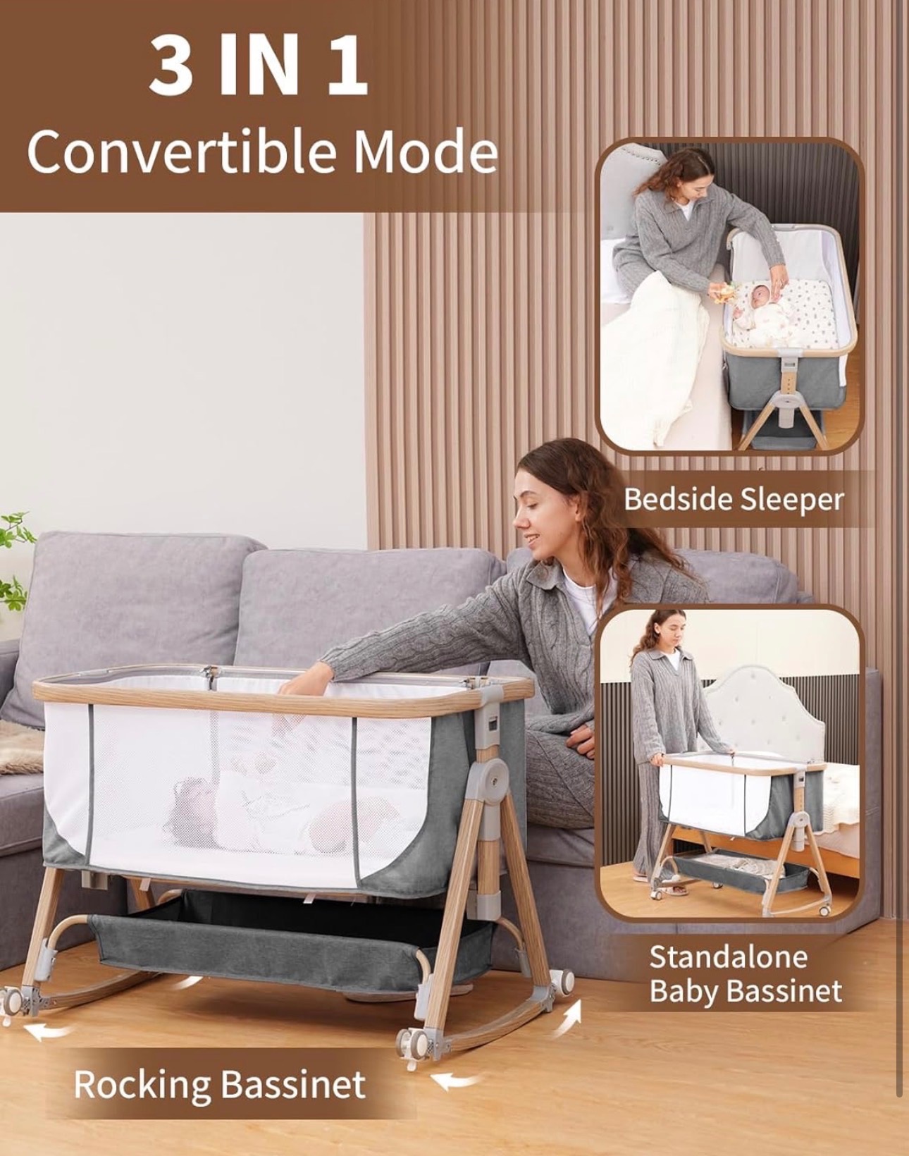 NEW: 3-in-1 Baby Bassinet Bedside Sleeper Waterproof Soft Sheet - photo 2
