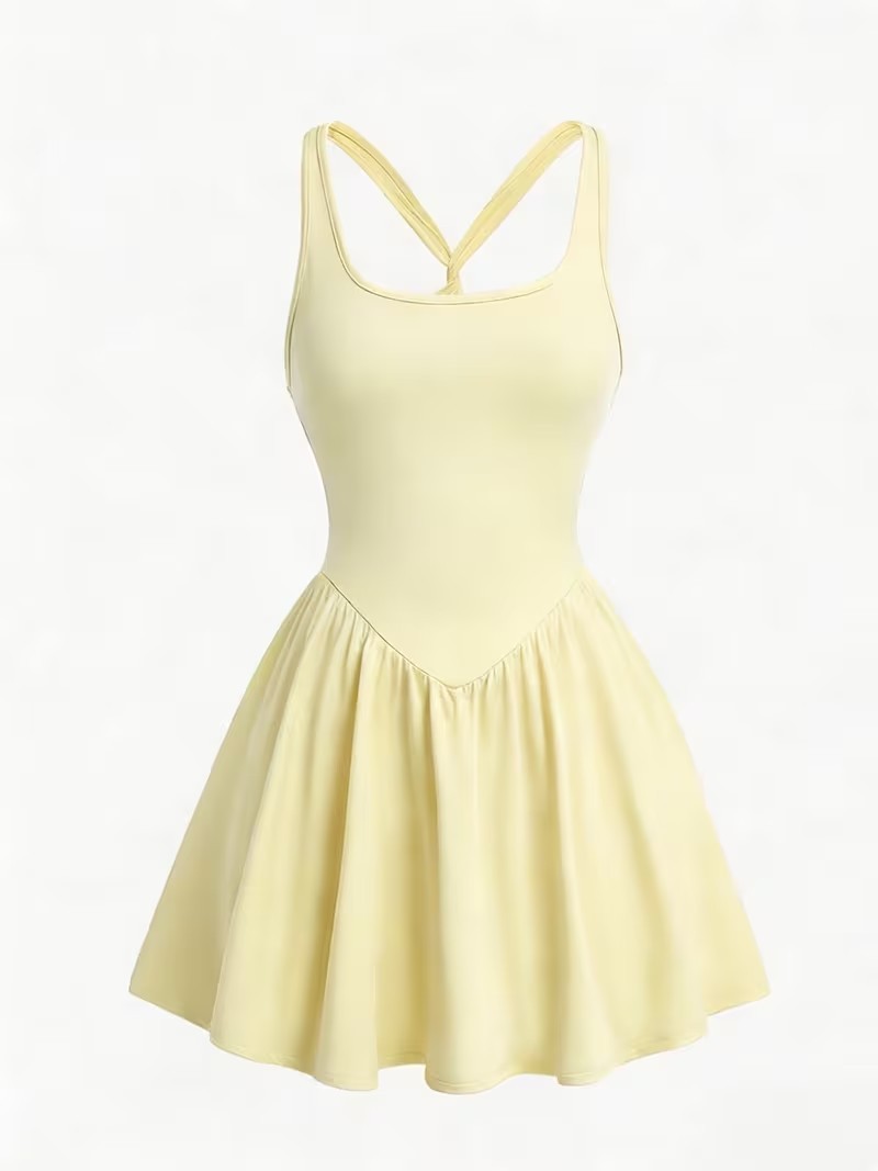 Women's Light Yellow Athletic/Tennis Dress with Pockets M/US6 - photo 3