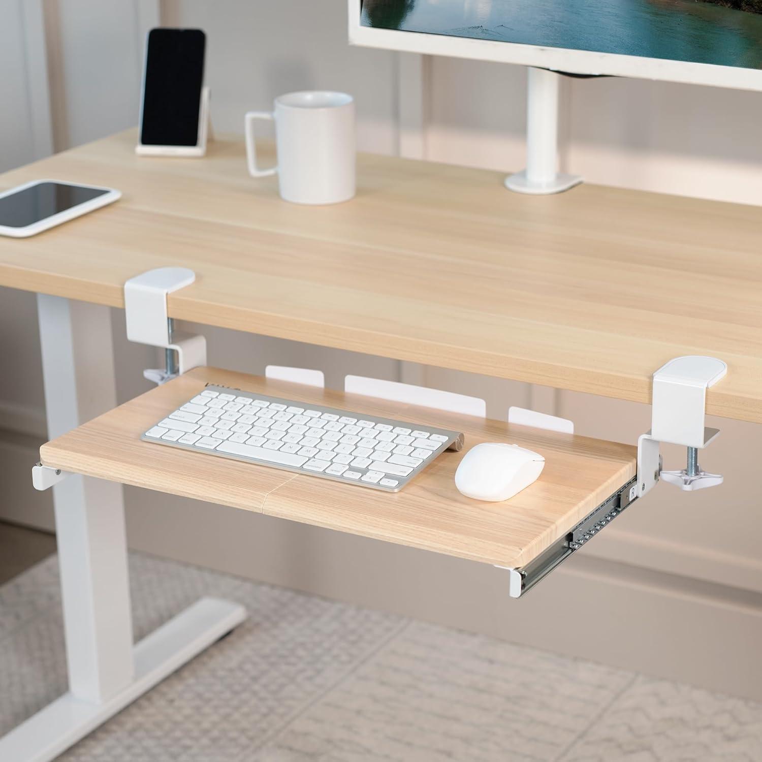 New VIVO Small Clamp-on Keyboard and Mouse Tray Light Wood - photo 3