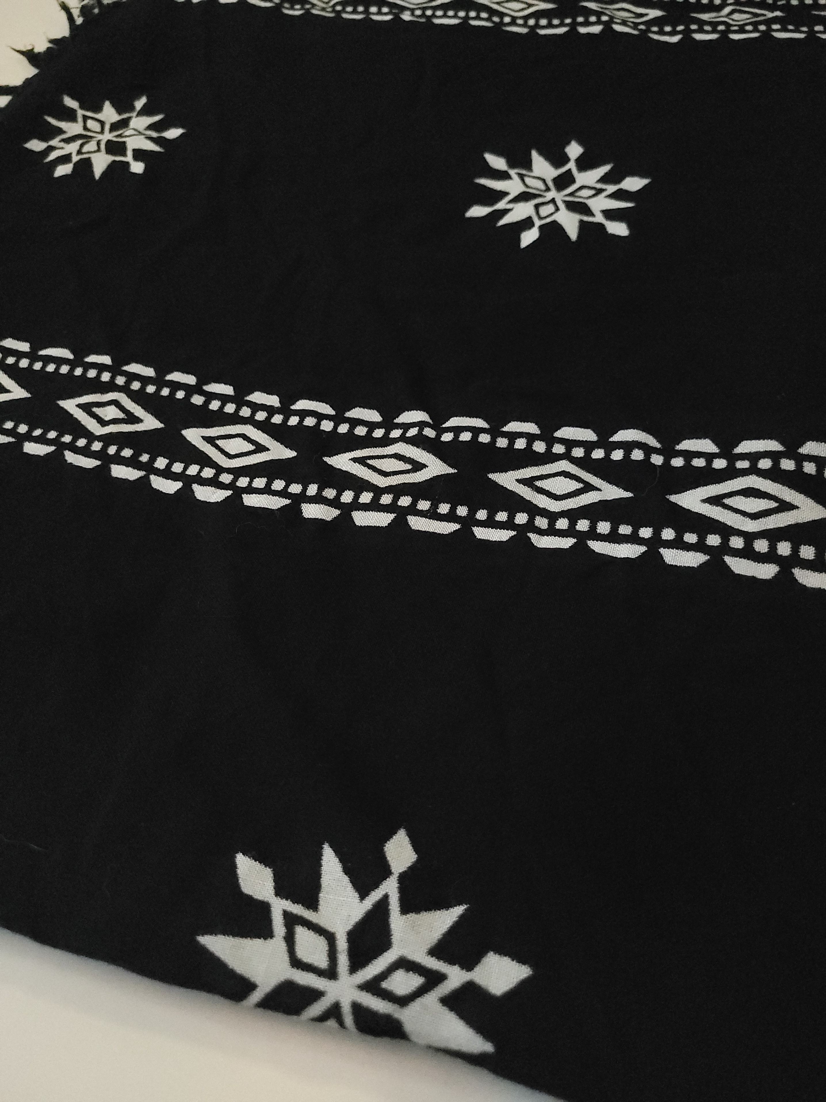 Block Print Rayon Sarong Scarf Fringe Trim 37.5" x 63" - photo 5