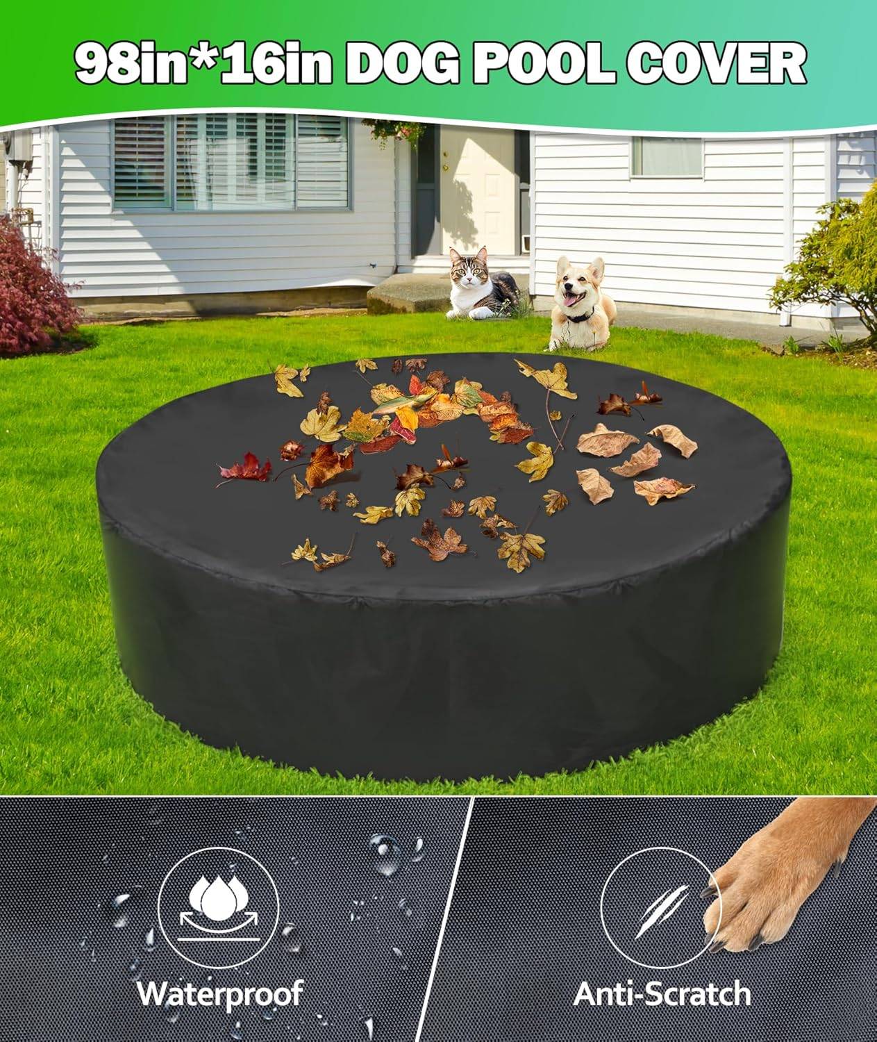 Large Foldable Dog Pool Cover, Hyperzoo 98 Inch - photo 3