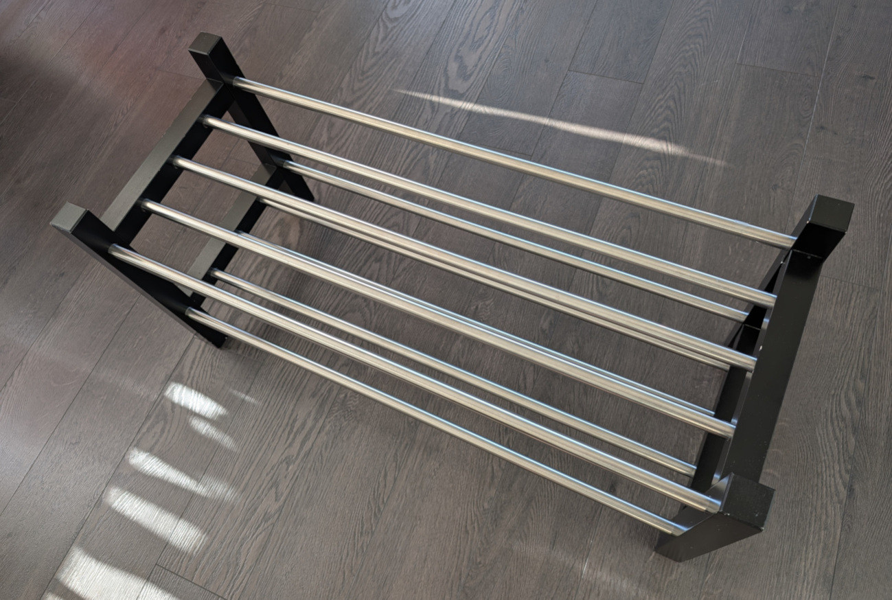 Shoe rack (wooden sides, metal)