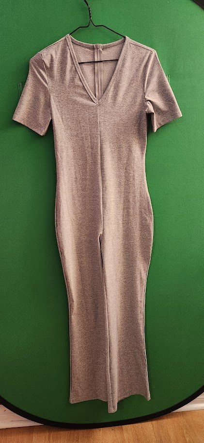 Grey V-Neck Jumpsuit