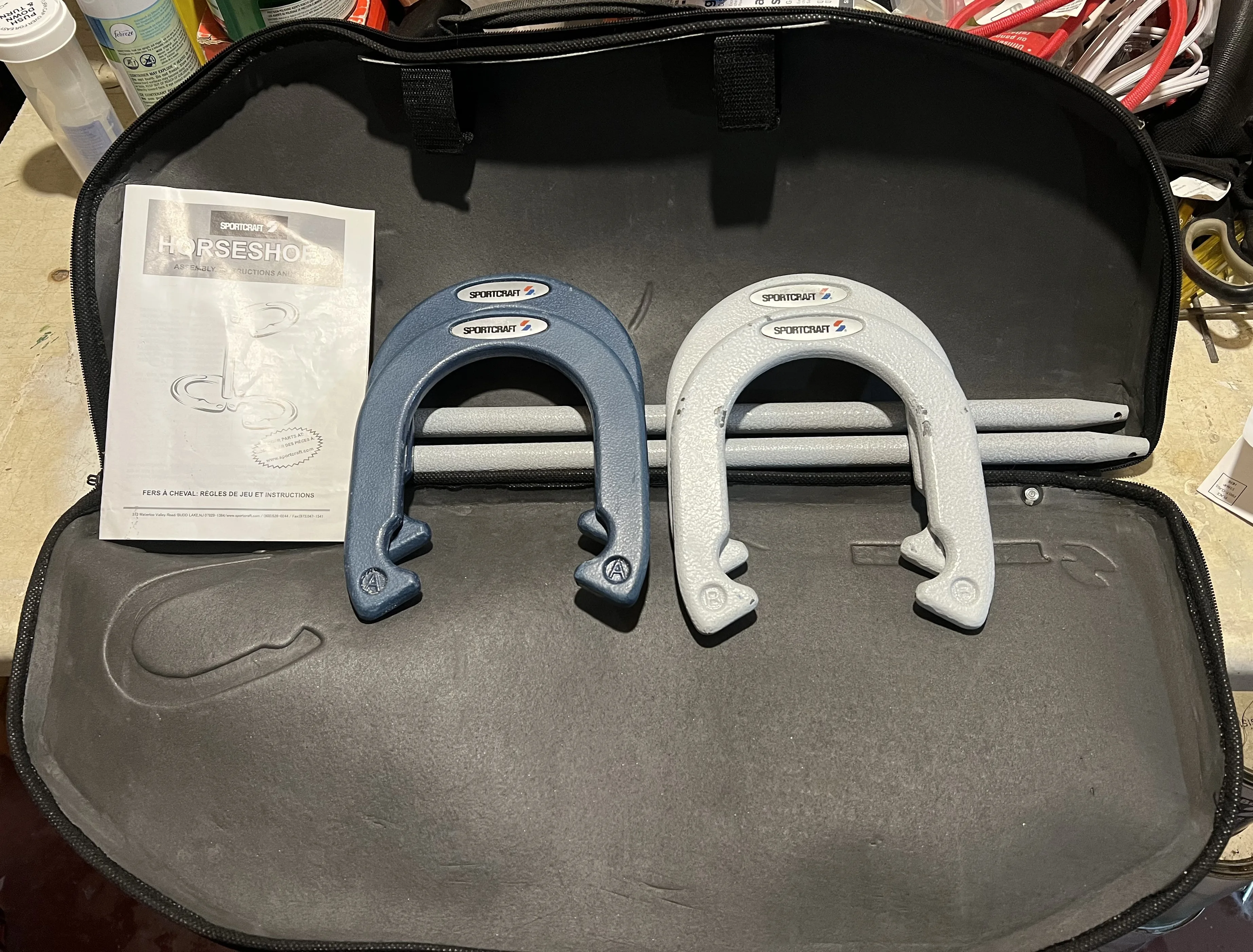 Durable Steel Horseshoe Set from Sportcraft with Carrying Case