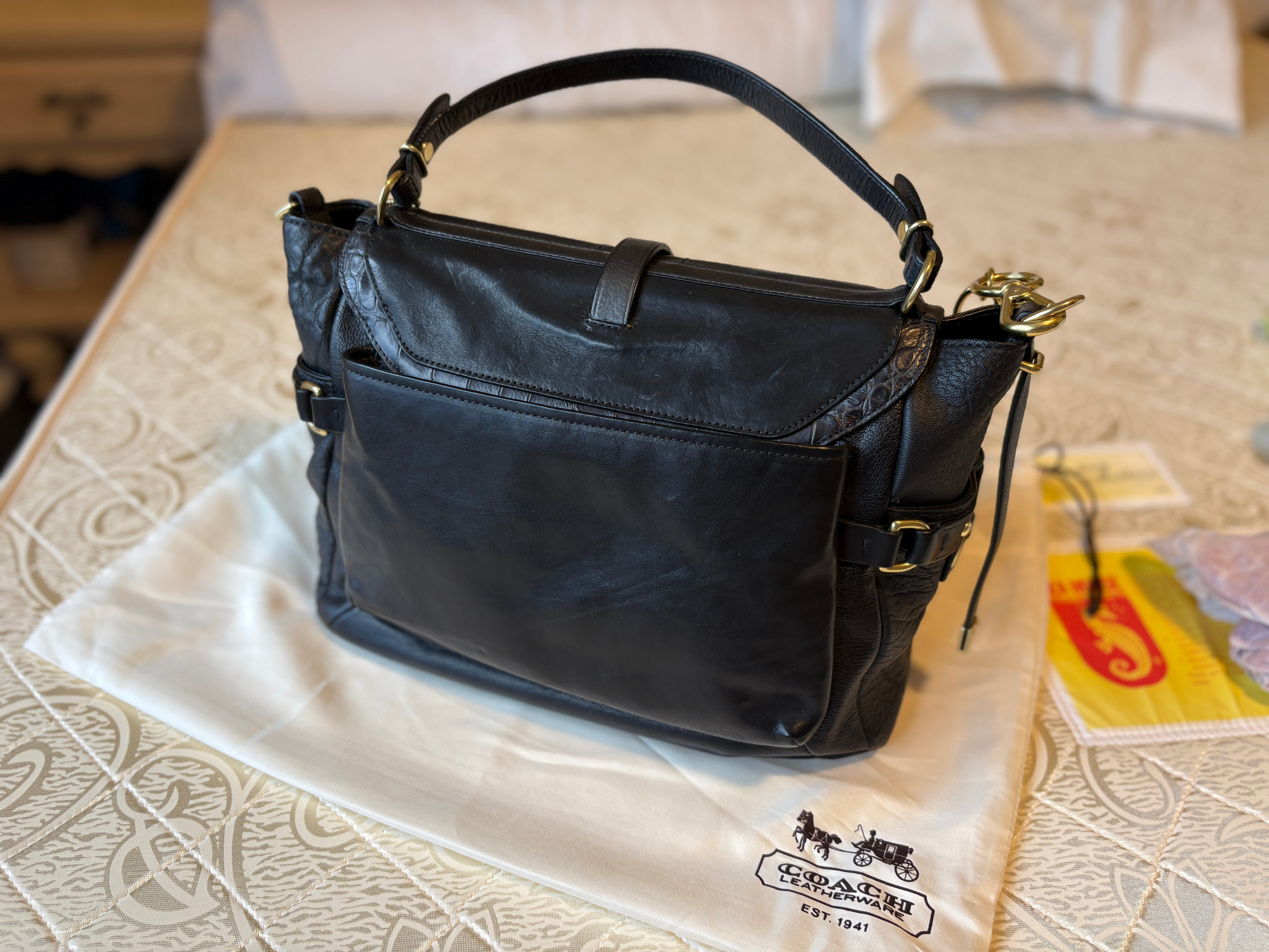 Coach Pinnacle Black Leather Eva Satchel/Handbag - photo 2