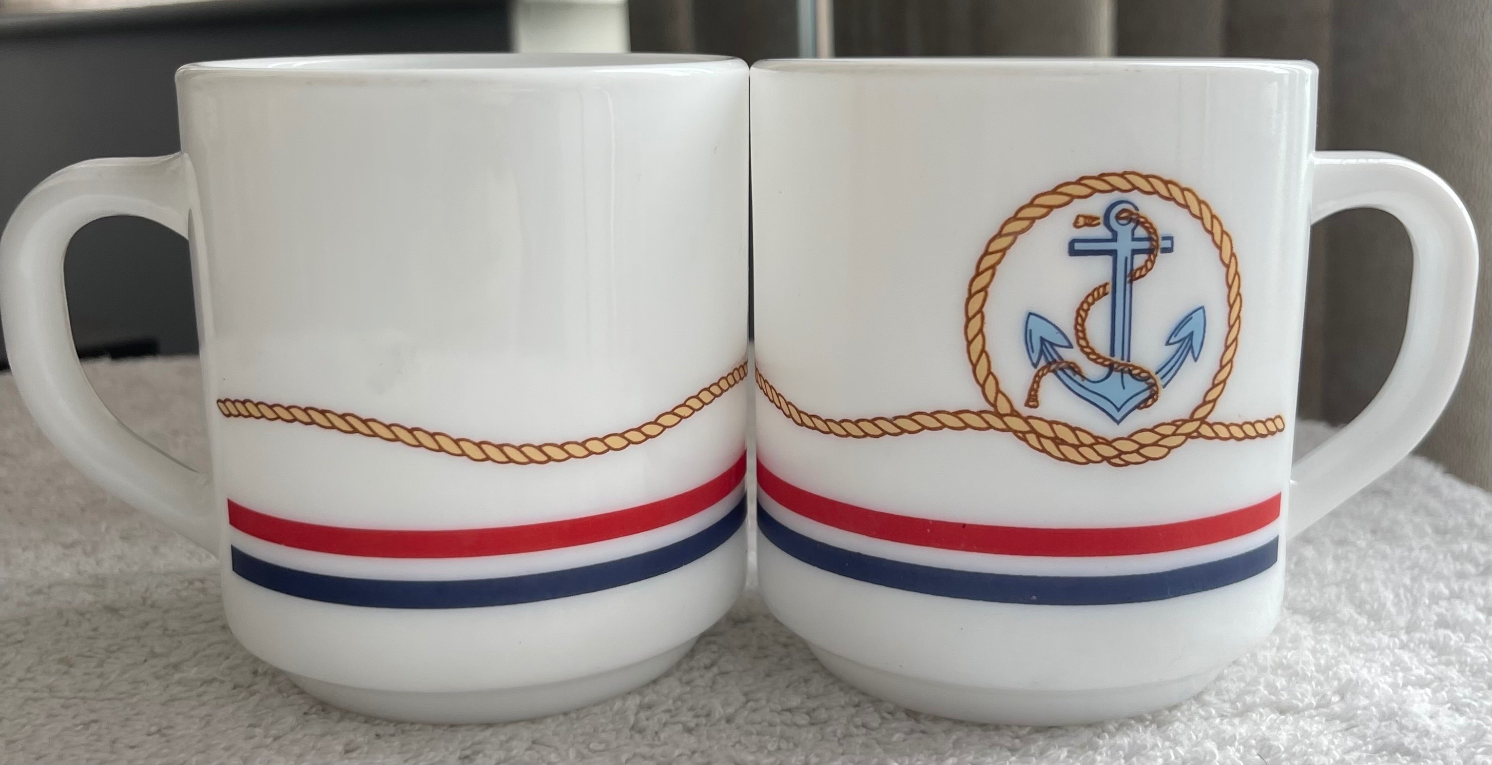 Vintage Arcopal France Nautical Anchor Mugs (Pair) - photo 2