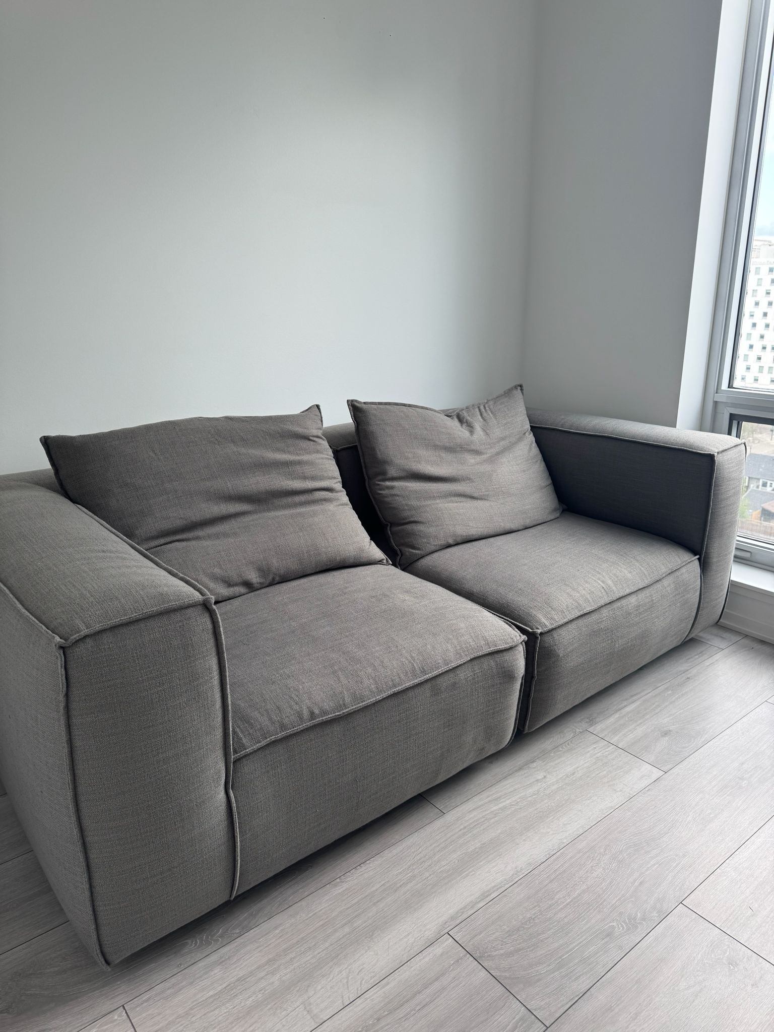 Grey Fabric Loveseat Sofa
