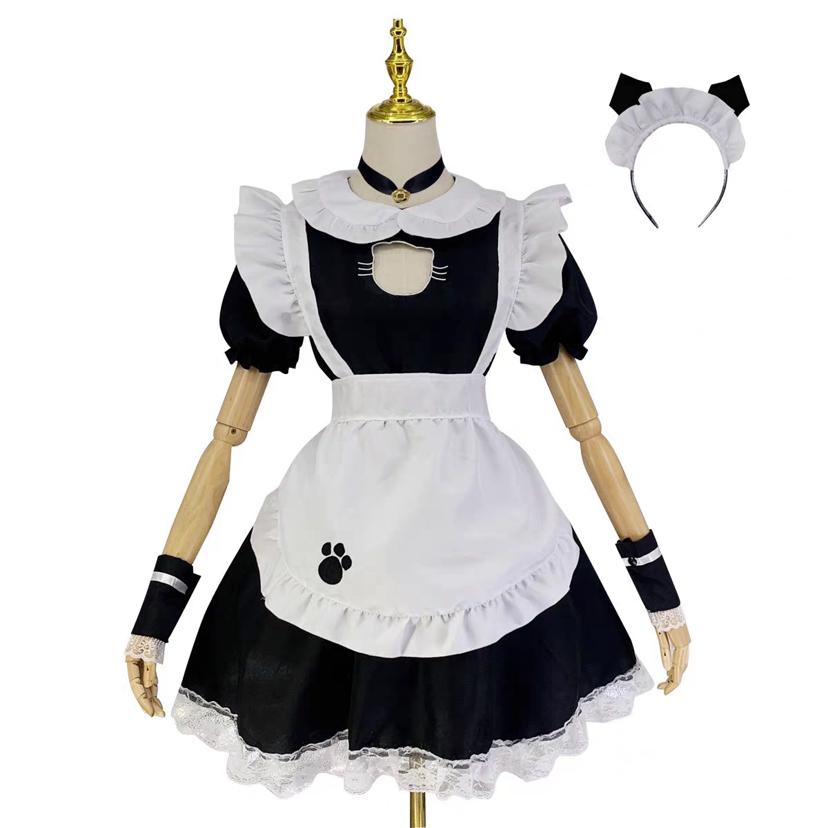 Halloween Costume Black & White Cat Maid Outfit - photo 5
