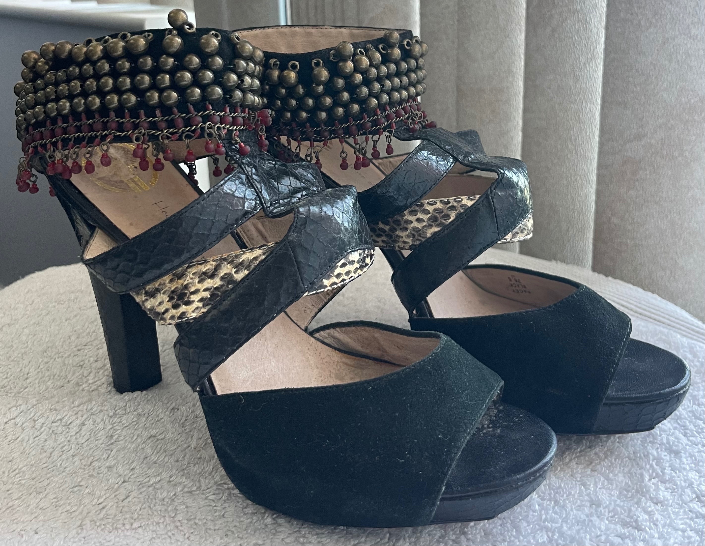 House of Harlow Beaded Snakeskin Heels (Size 8)