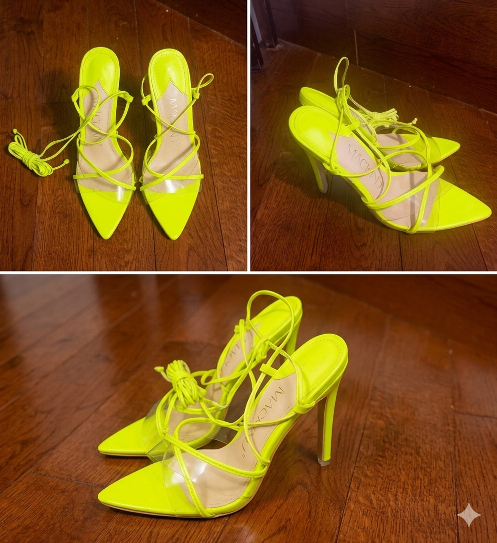 FLASH SALE: Neon Lime Mackin J Lace-Up Heels (NEW) - Size 6.5 -