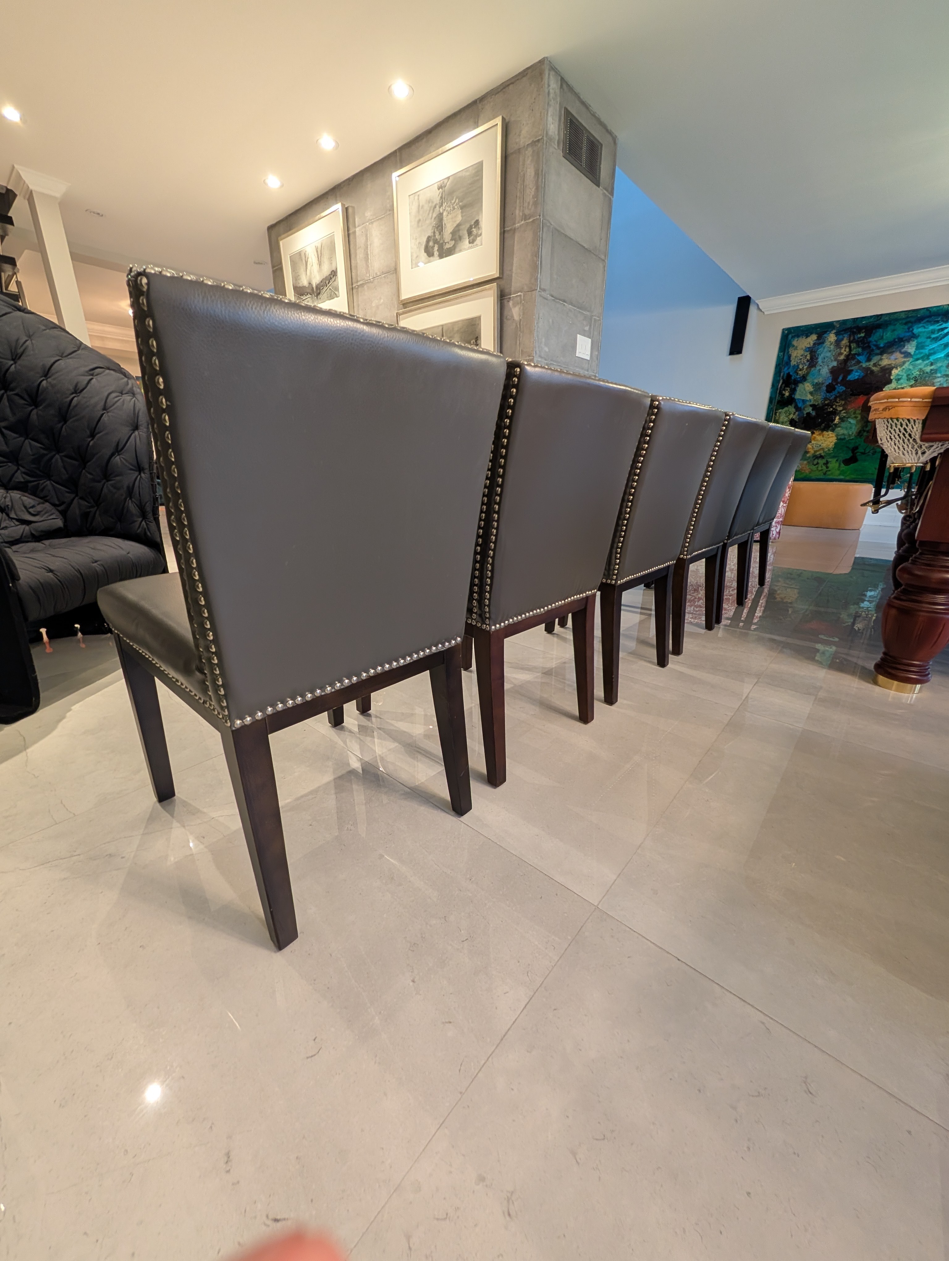 Leather-Look Dining Chairs with Nailhead Trim - photo 5