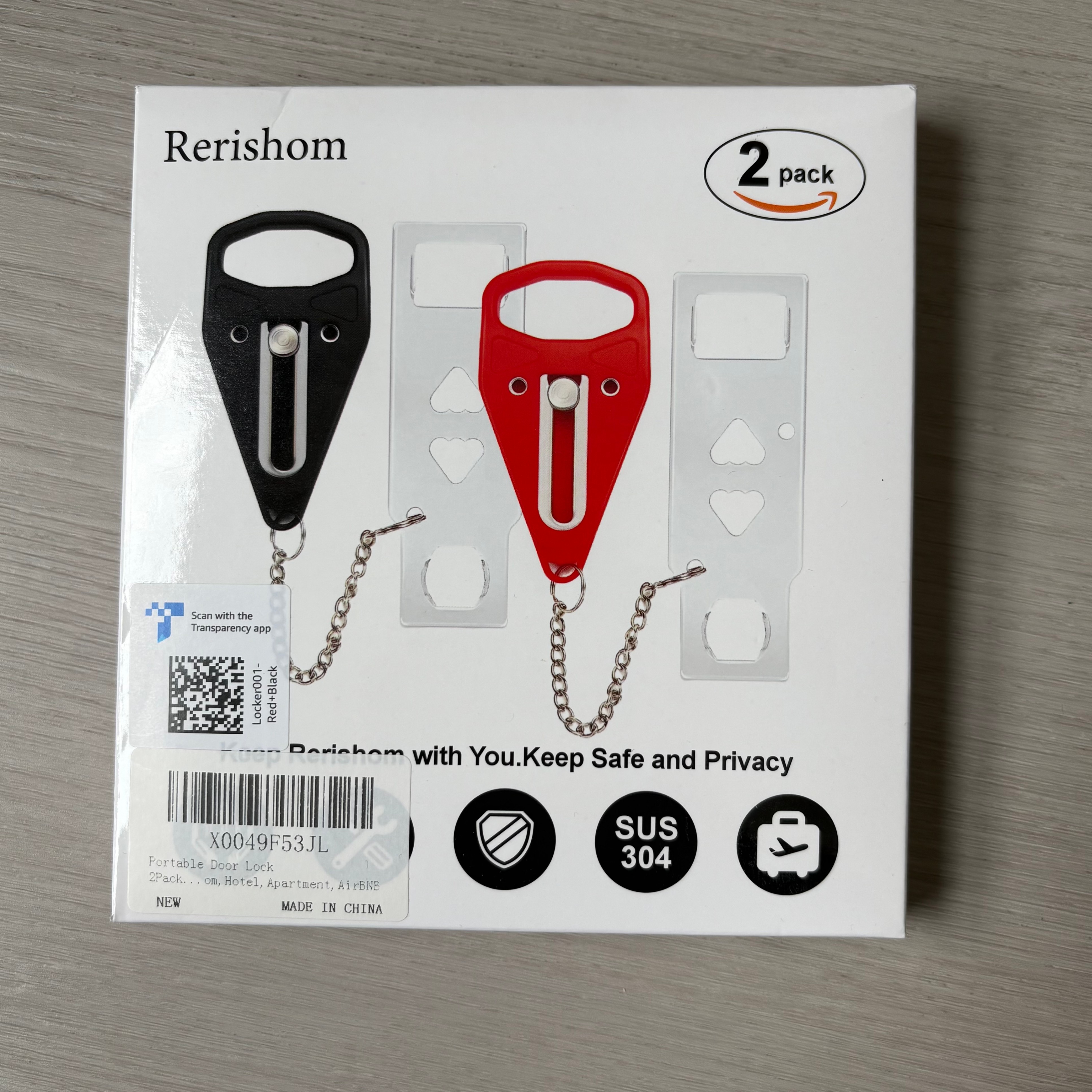 Portable Door Lock 2-Pack - New