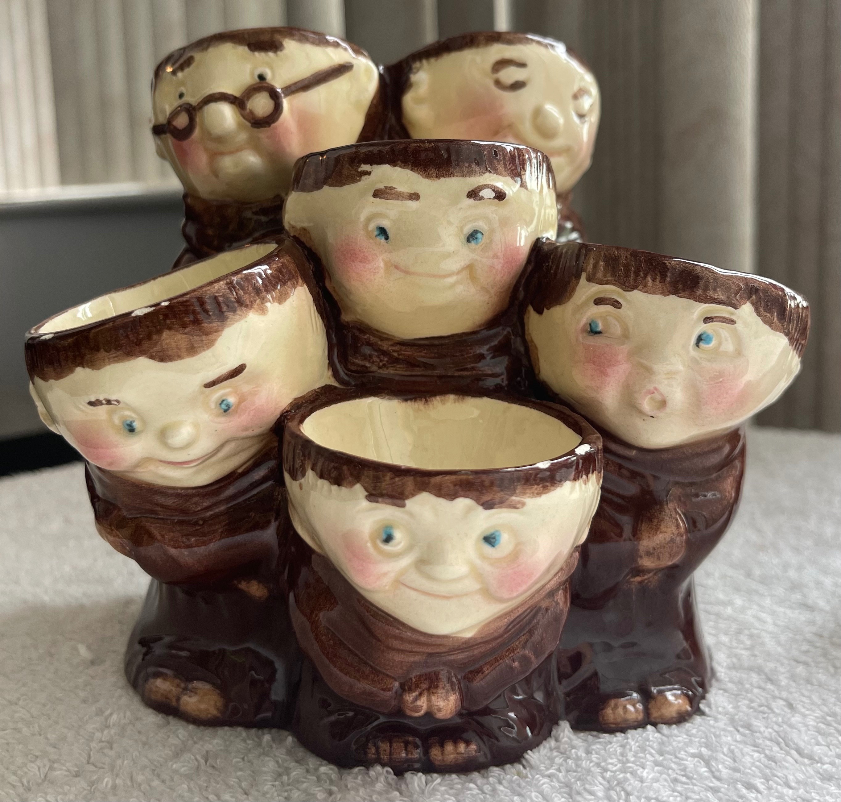 Vintage 7pc "Friar Chucky" Monk Egg Cup Set (Brazil) - photo 4