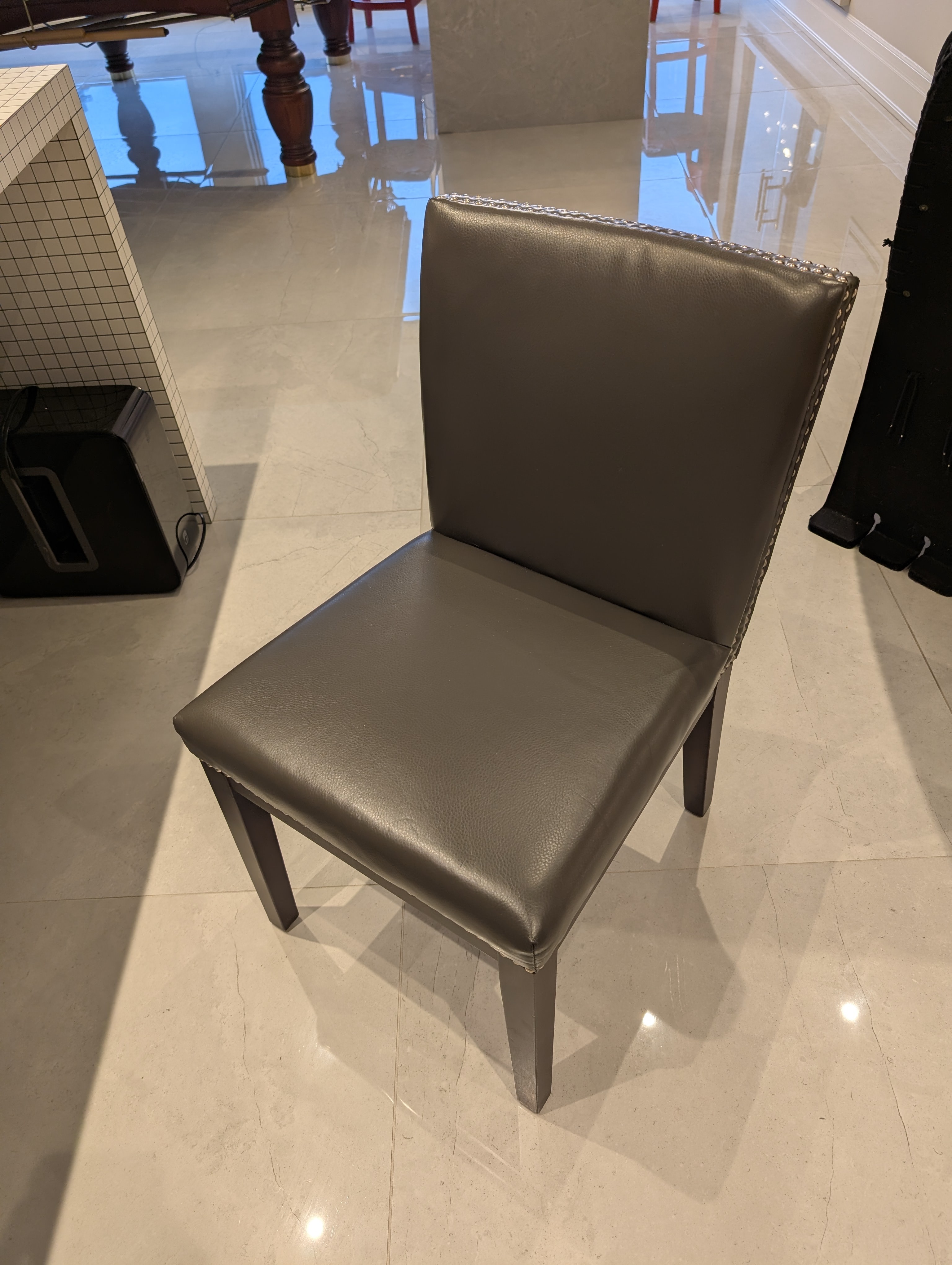 Leather-Look Dining Chairs with Nailhead Trim - photo 2
