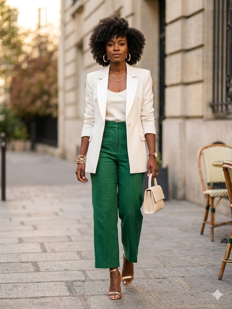 Zara Structured Ivory Blazer w/ Satin Lapel (Size M)