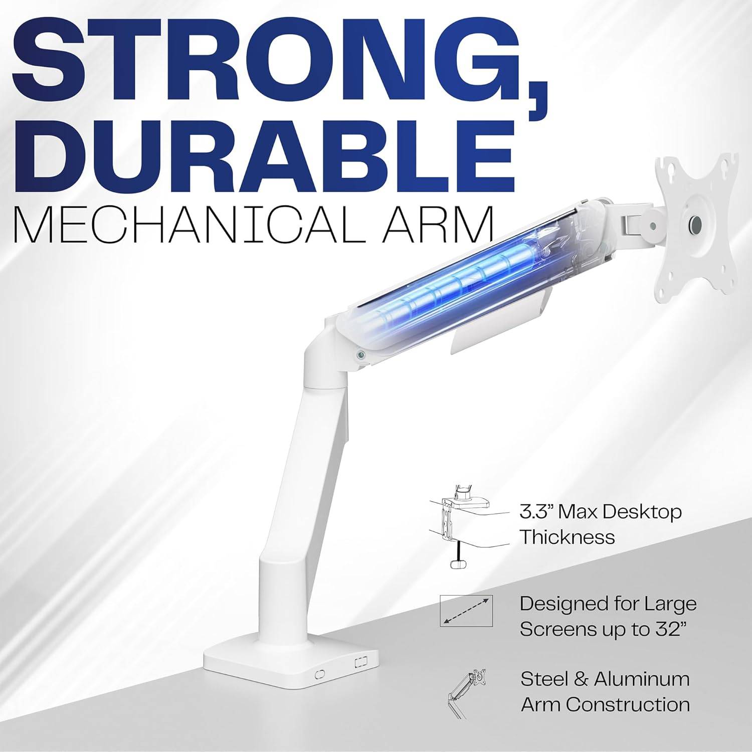 New VIVO Single Pneumatic Arm Desk Mount White - photo 4