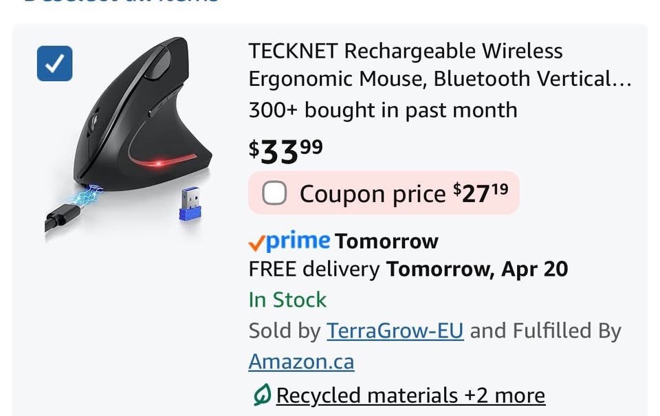 Ergonimic Vertical Mouse - Perfect Condition - Tecknet - photo 2