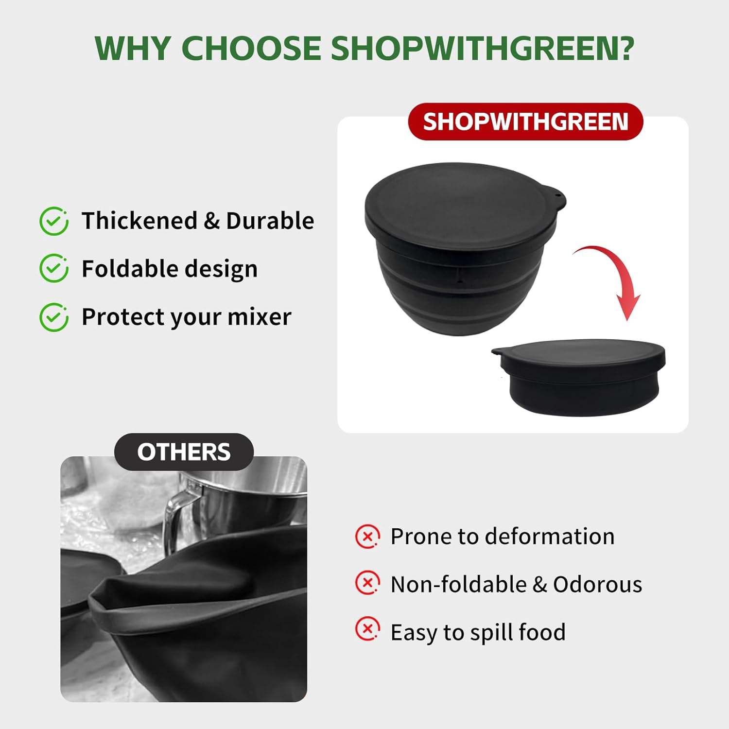 Foldable & Thickened Silicone Bowl Liners for KitchenAid Mixer, - photo 5